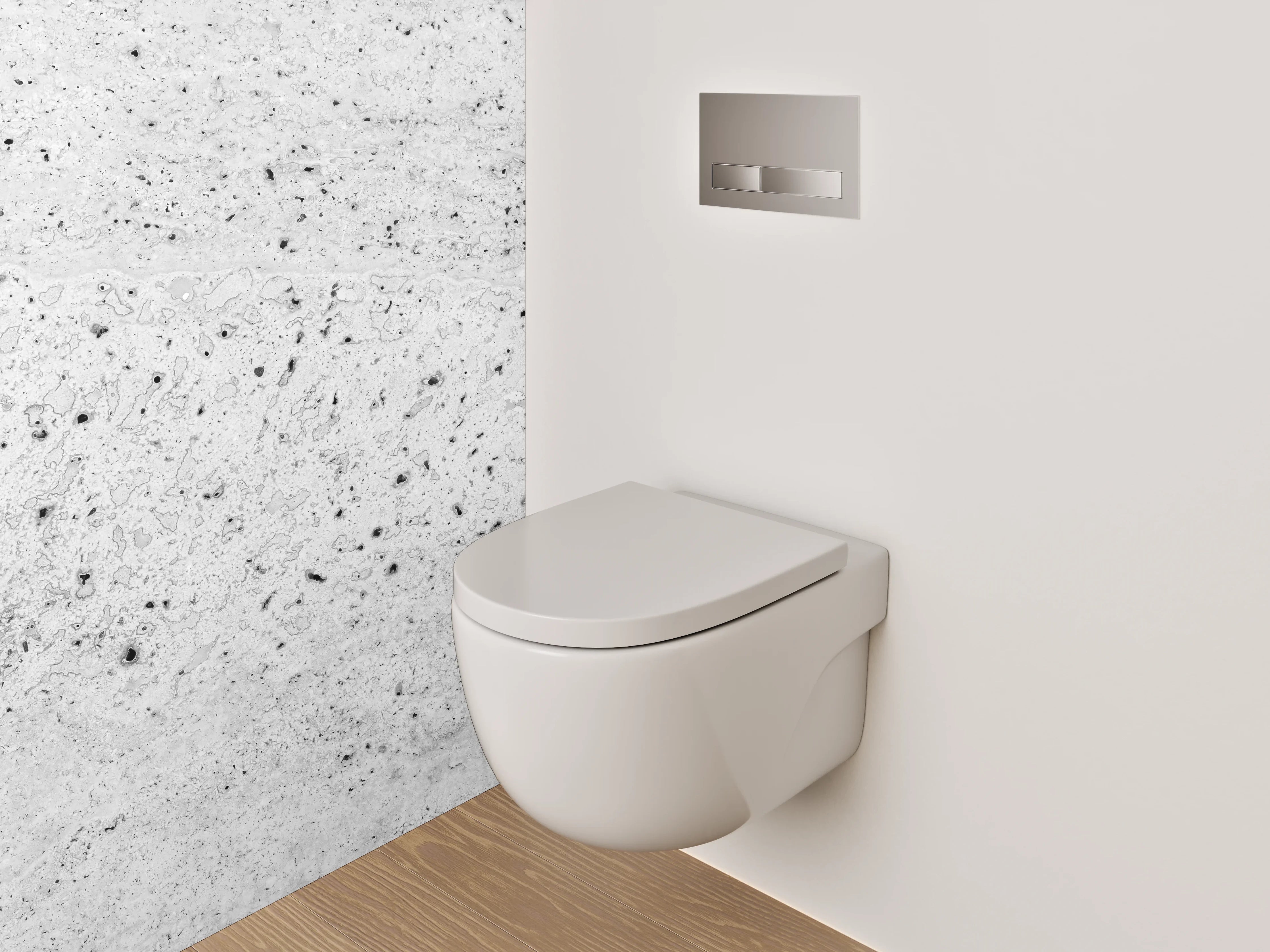 WC-Rückwand - Betonoptik Weiß Grau minimalistisch