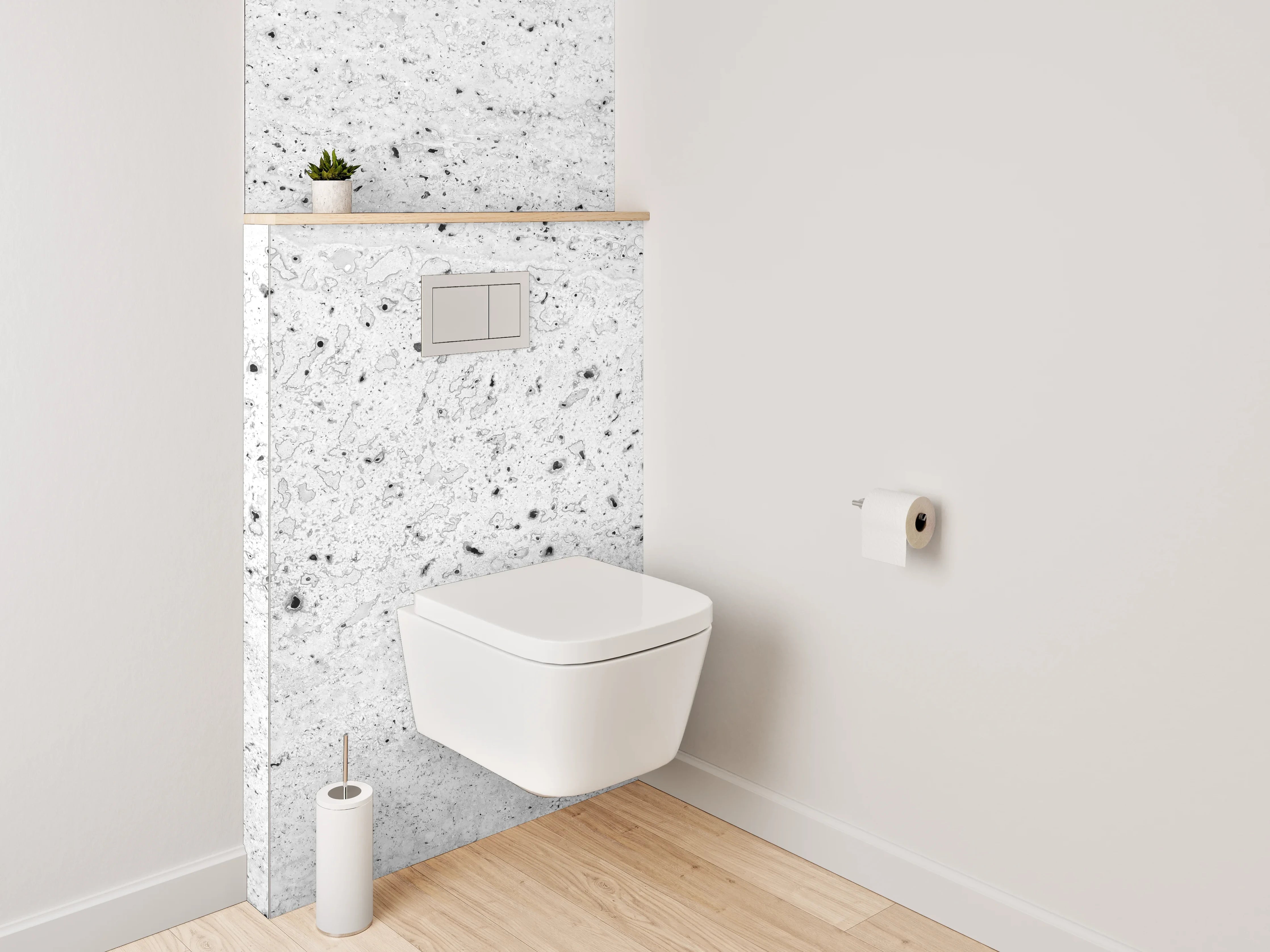 WC-Rückwand - Betonoptik Weiß Grau minimalistisch