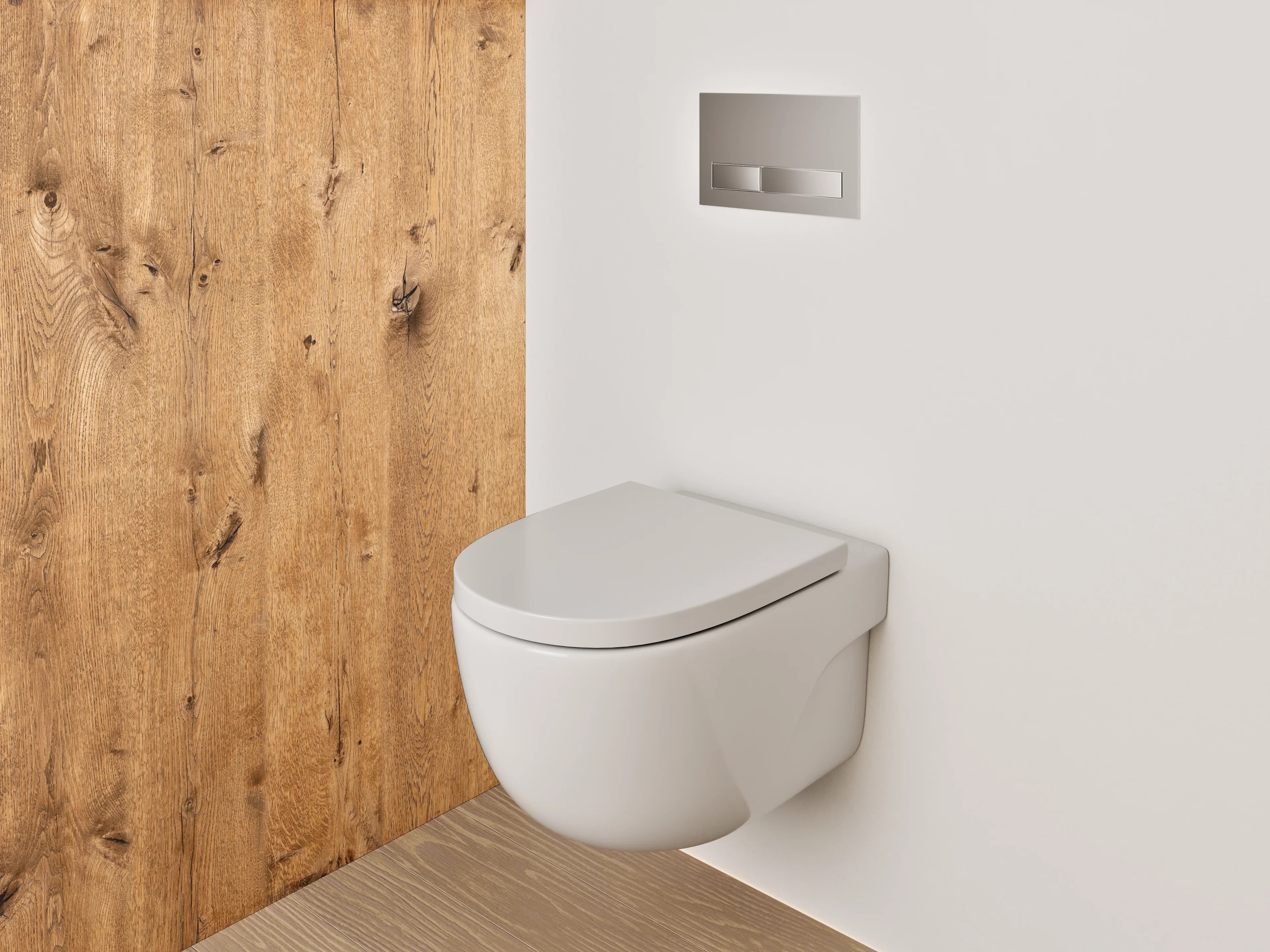 WC-Rückwand - Graue Holzoptik Eleganz