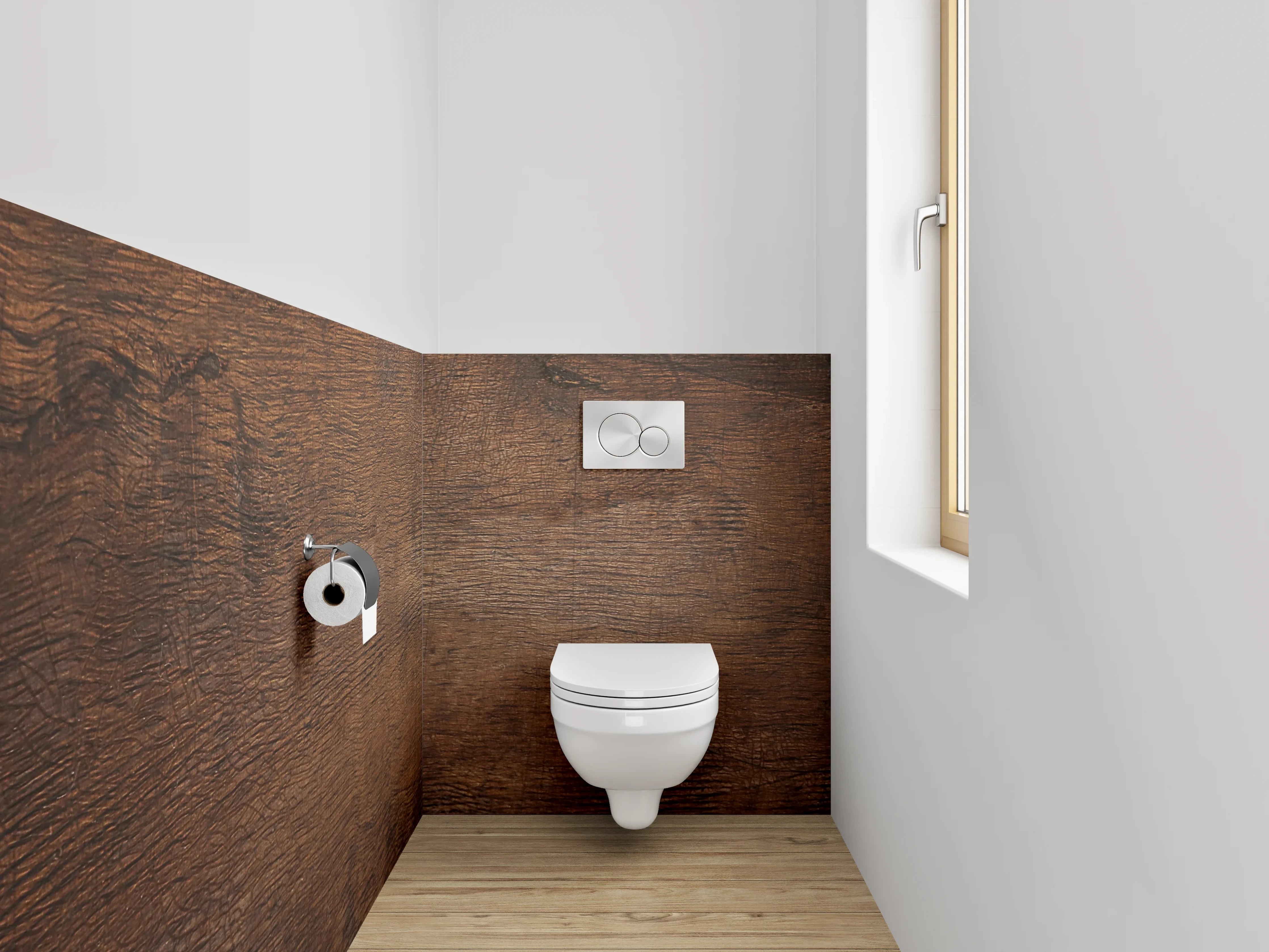 WC-Rückwand - Wärme- und Holzstruktur