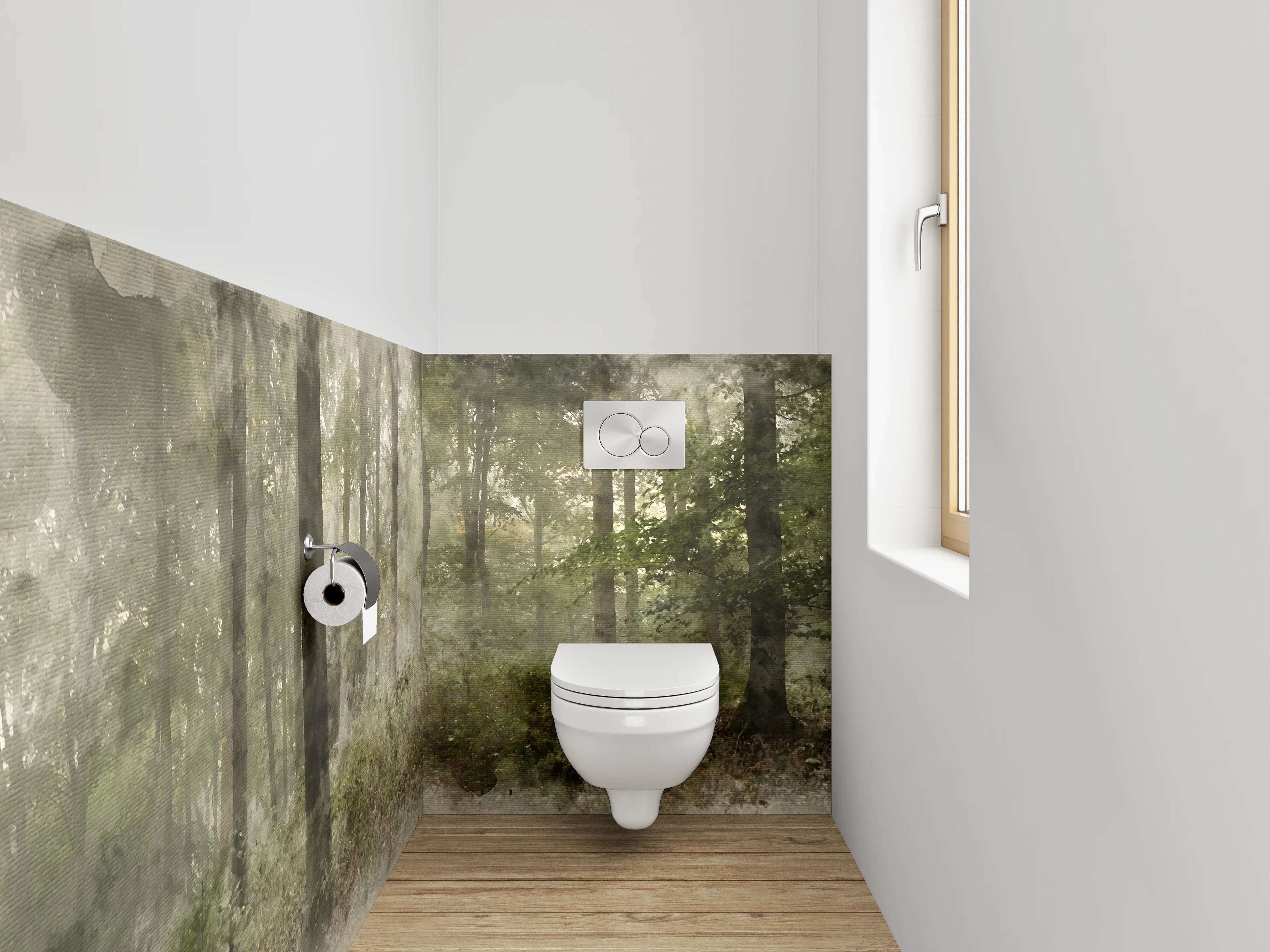 WC-Rückwand - Wald Panorama Aquarell Wandbild