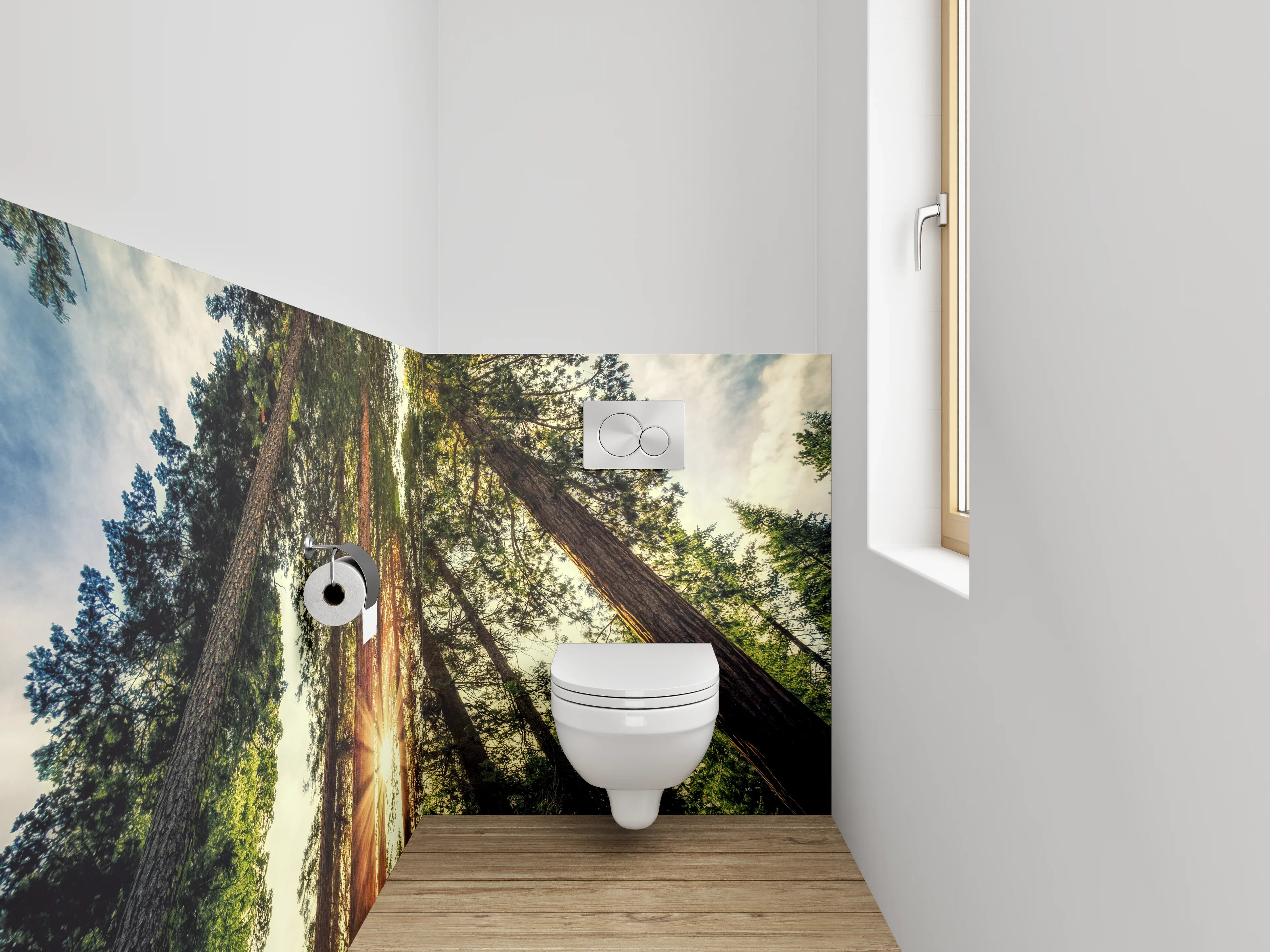 WC-Rückwand - Wald Sonnenstrahlen Natur Panorama