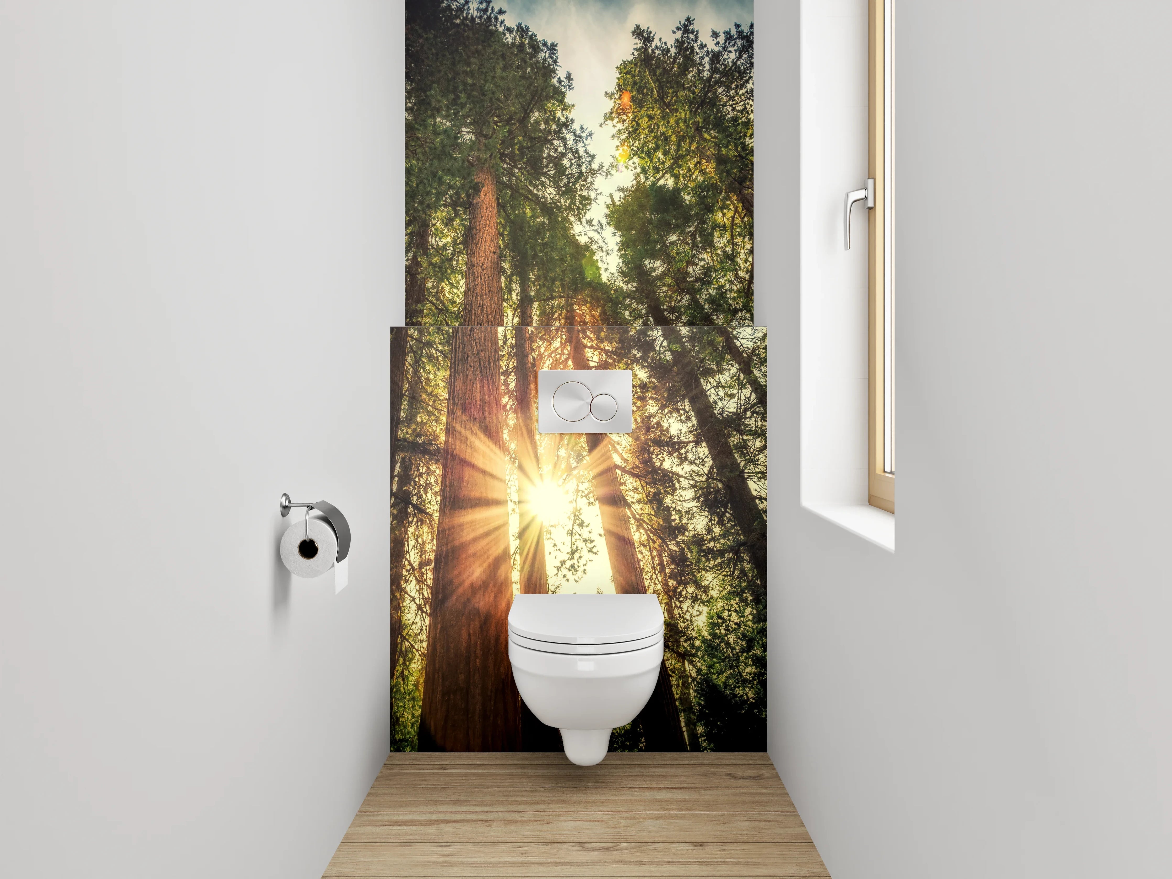 WC-Rückwand - Wald Sonnenstrahlen Natur Panorama