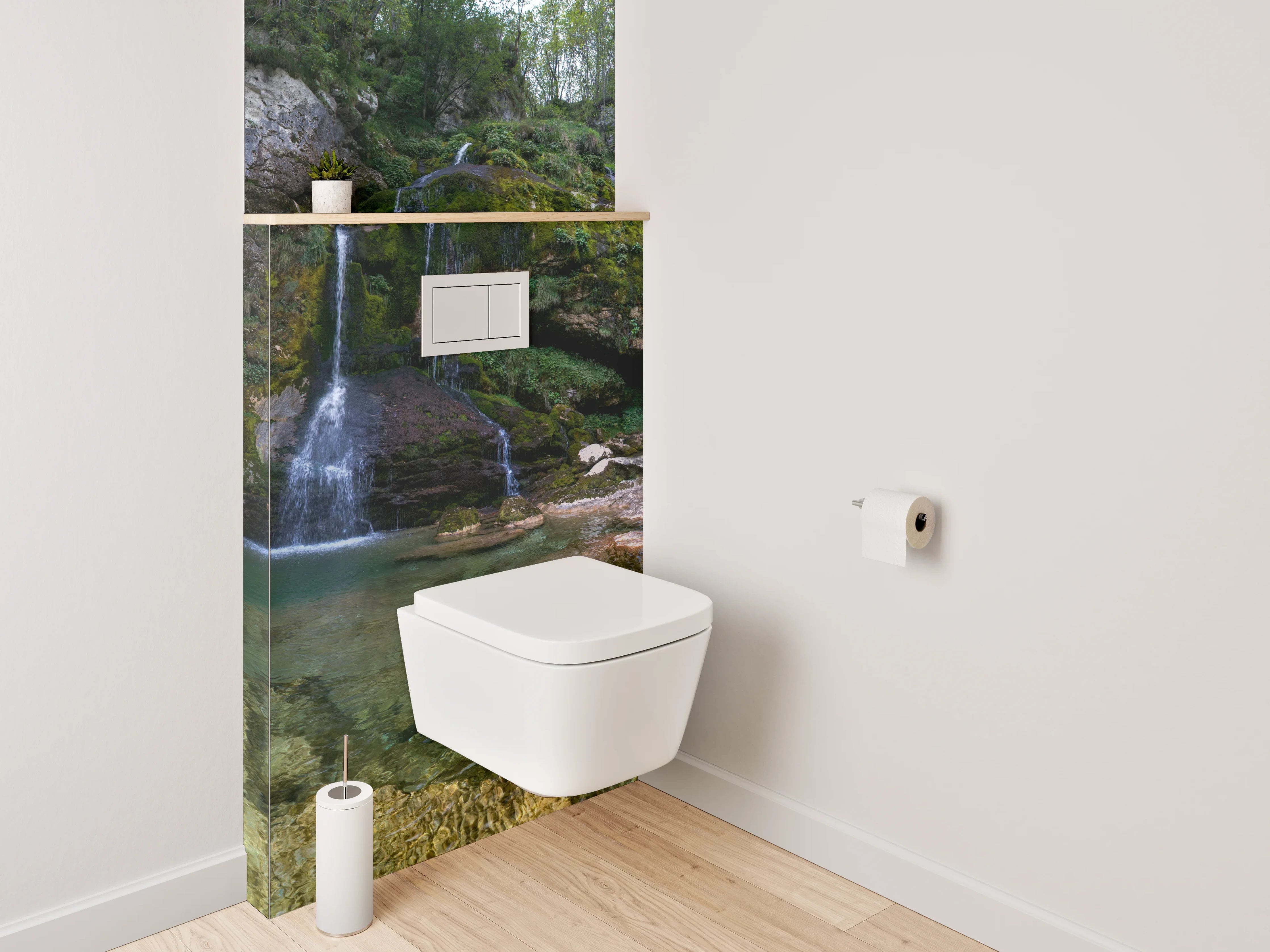 WC-Rückwand - Wald Wasserfall Panorama Fototapete