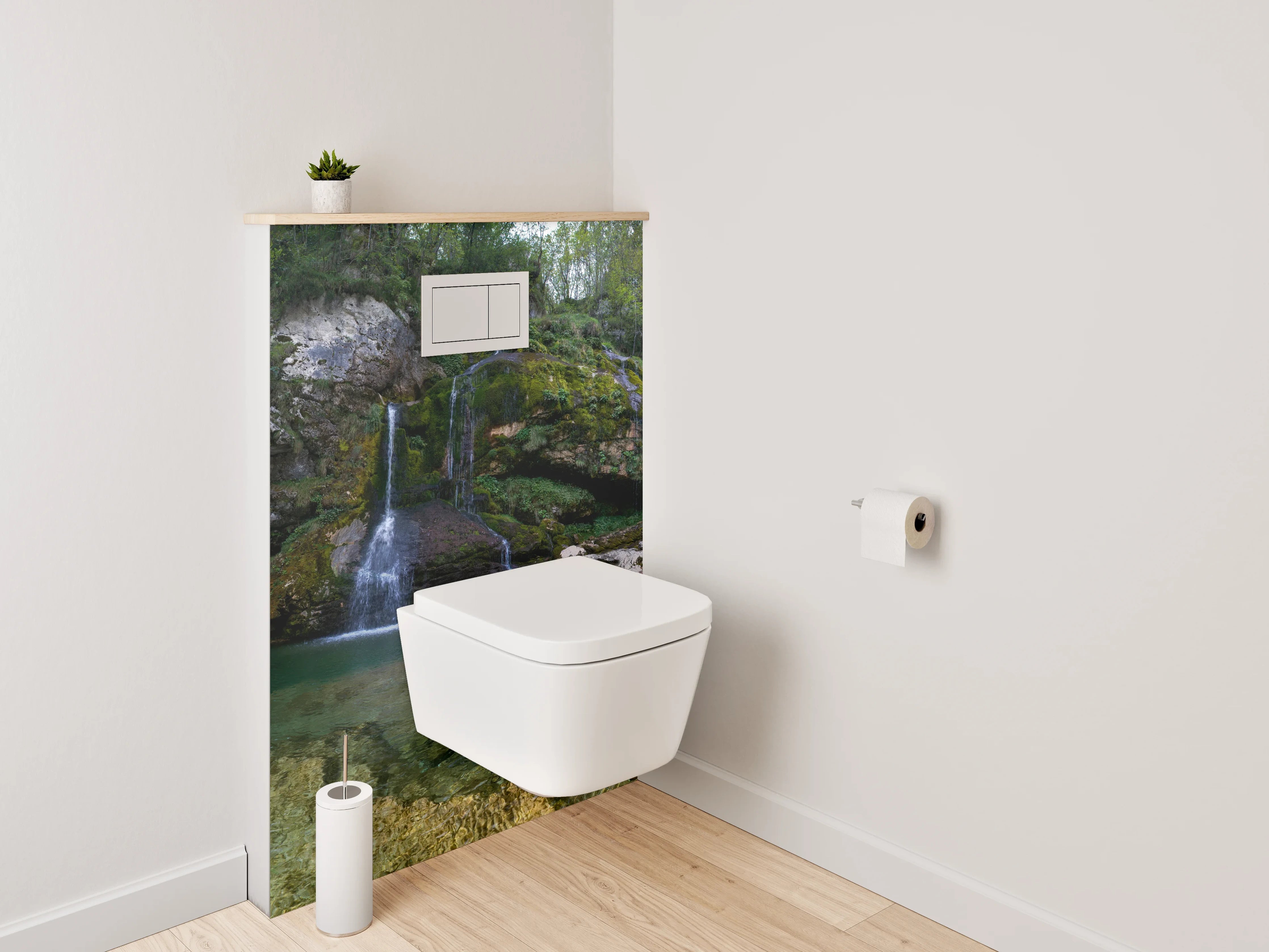 WC-Rückwand - Wald Wasserfall Panorama Fototapete