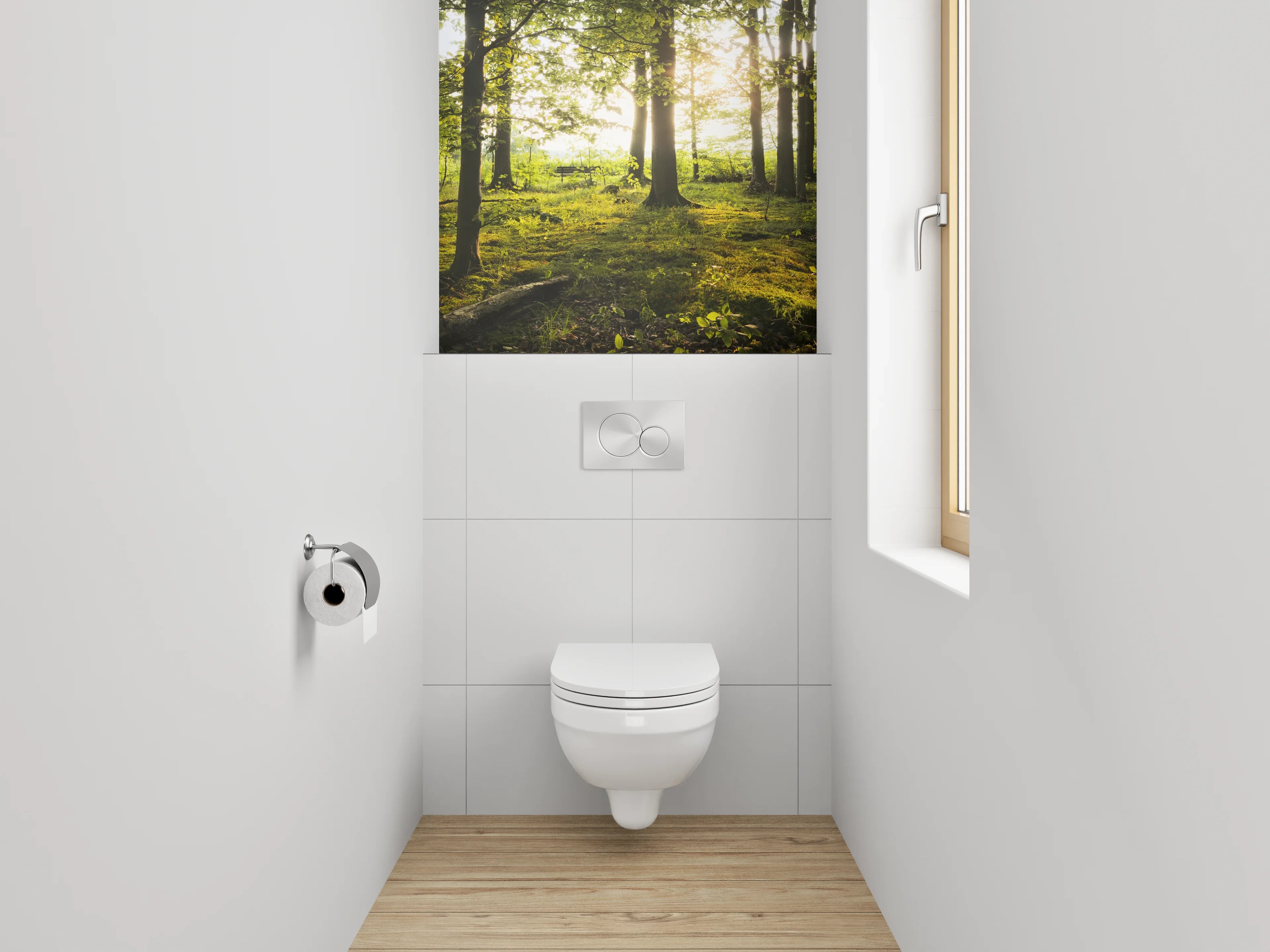 WC-Rückwand - Wald im Sonnenlicht – Naturmotiv