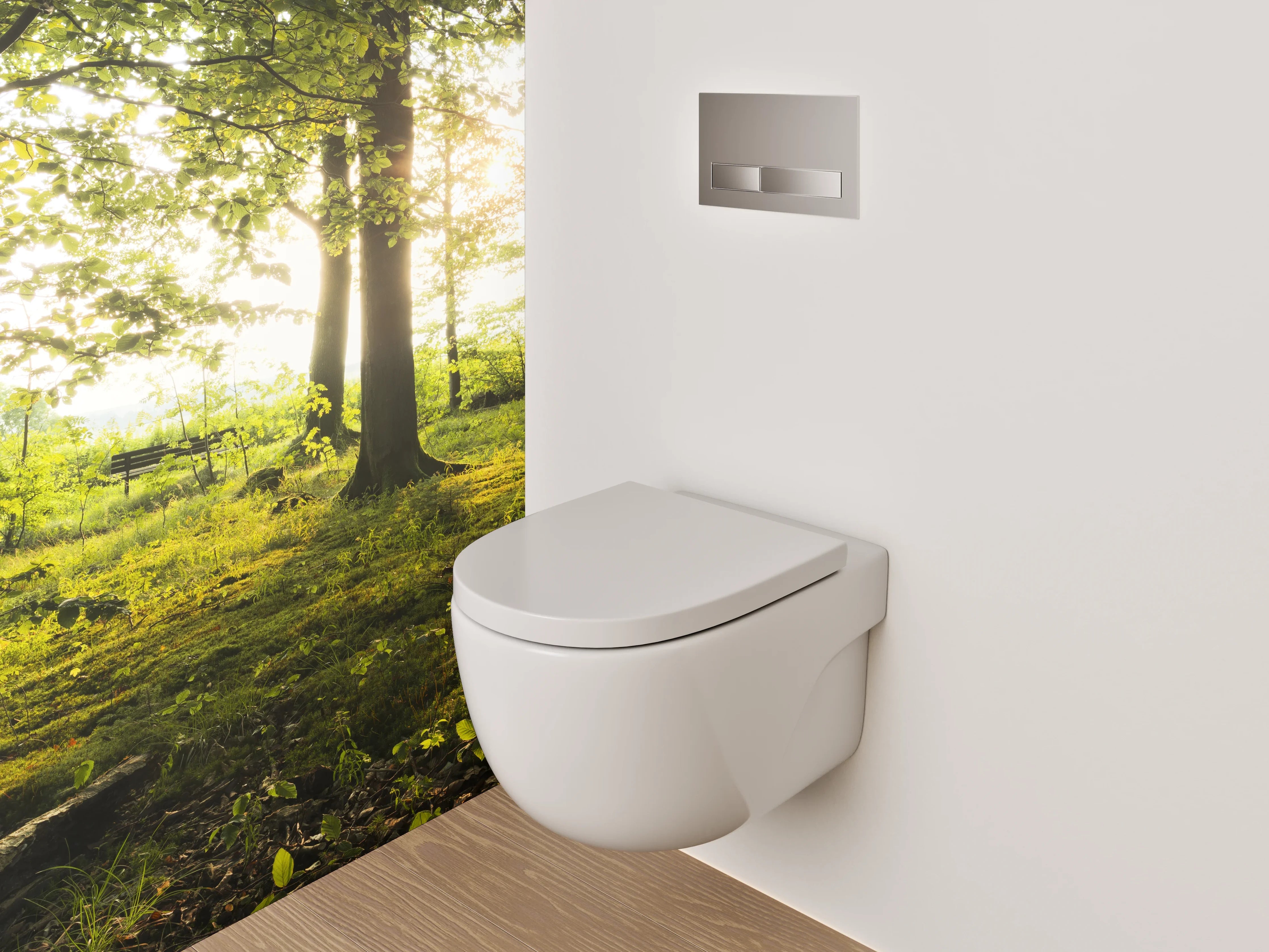 WC-Rückwand - Wald im Sonnenlicht – Naturmotiv