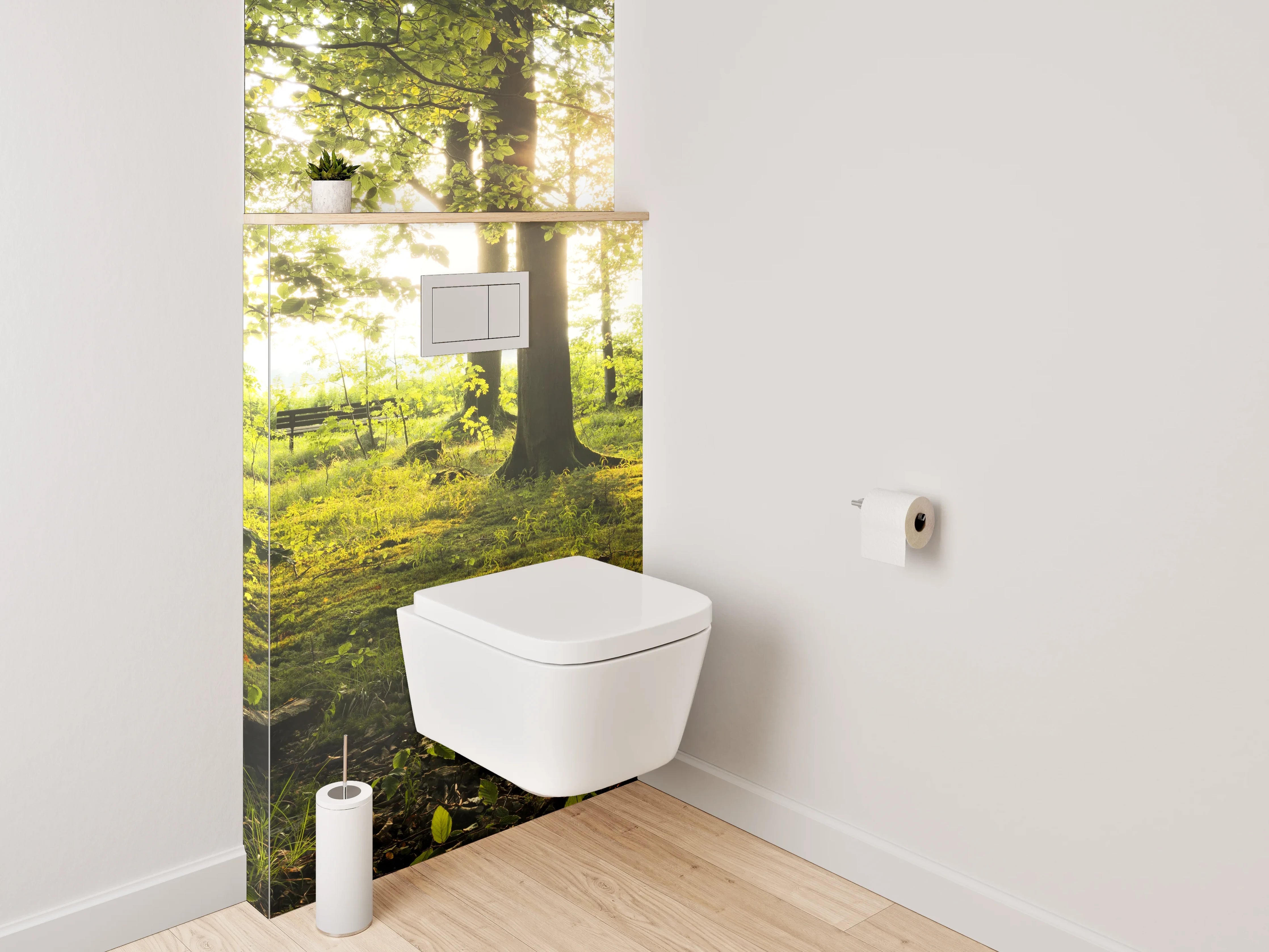 WC-Rückwand - Wald im Sonnenlicht – Naturmotiv