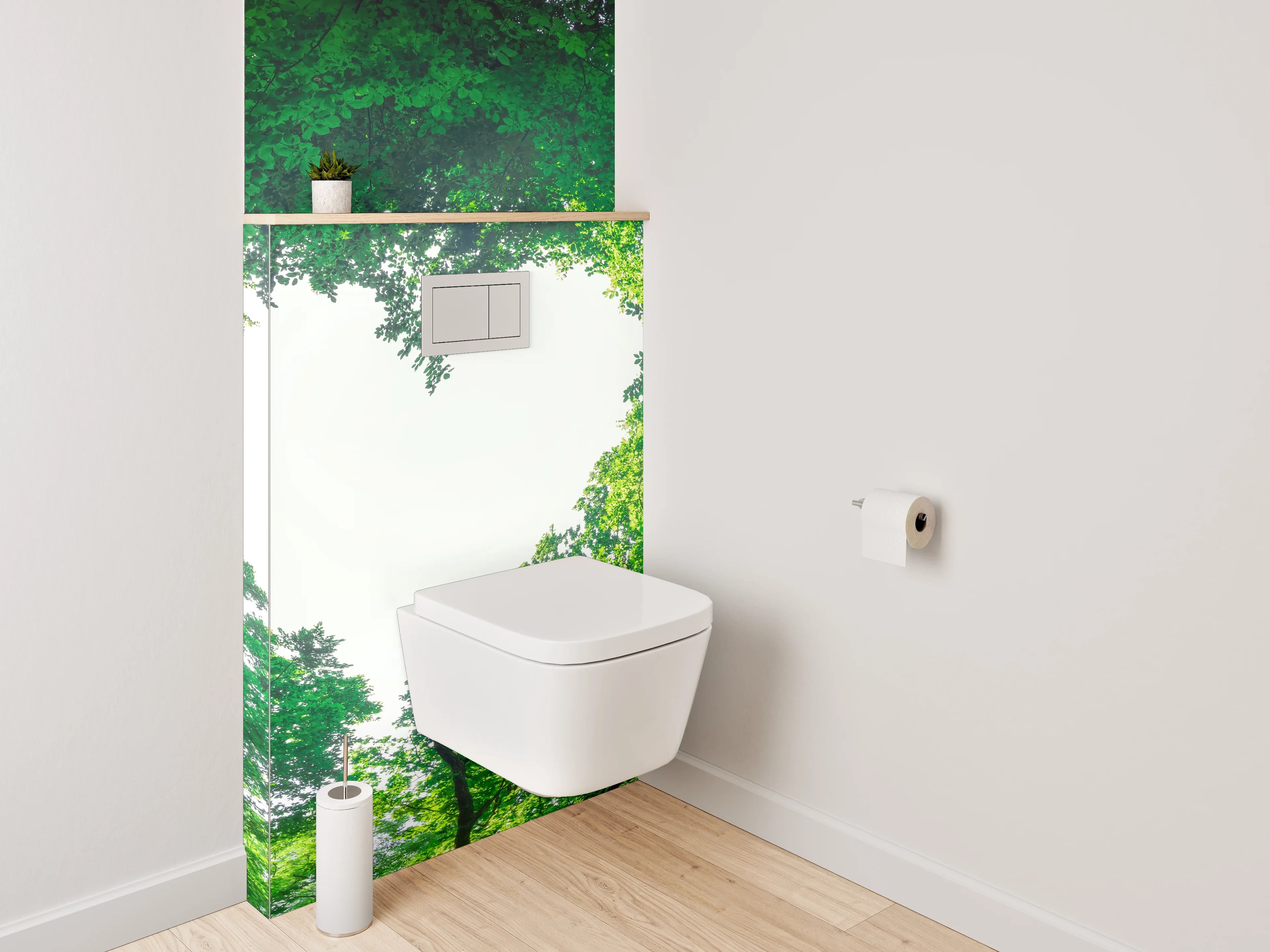 WC-Rückwand - Waldherz Naturbild – Frische grüne Liebe