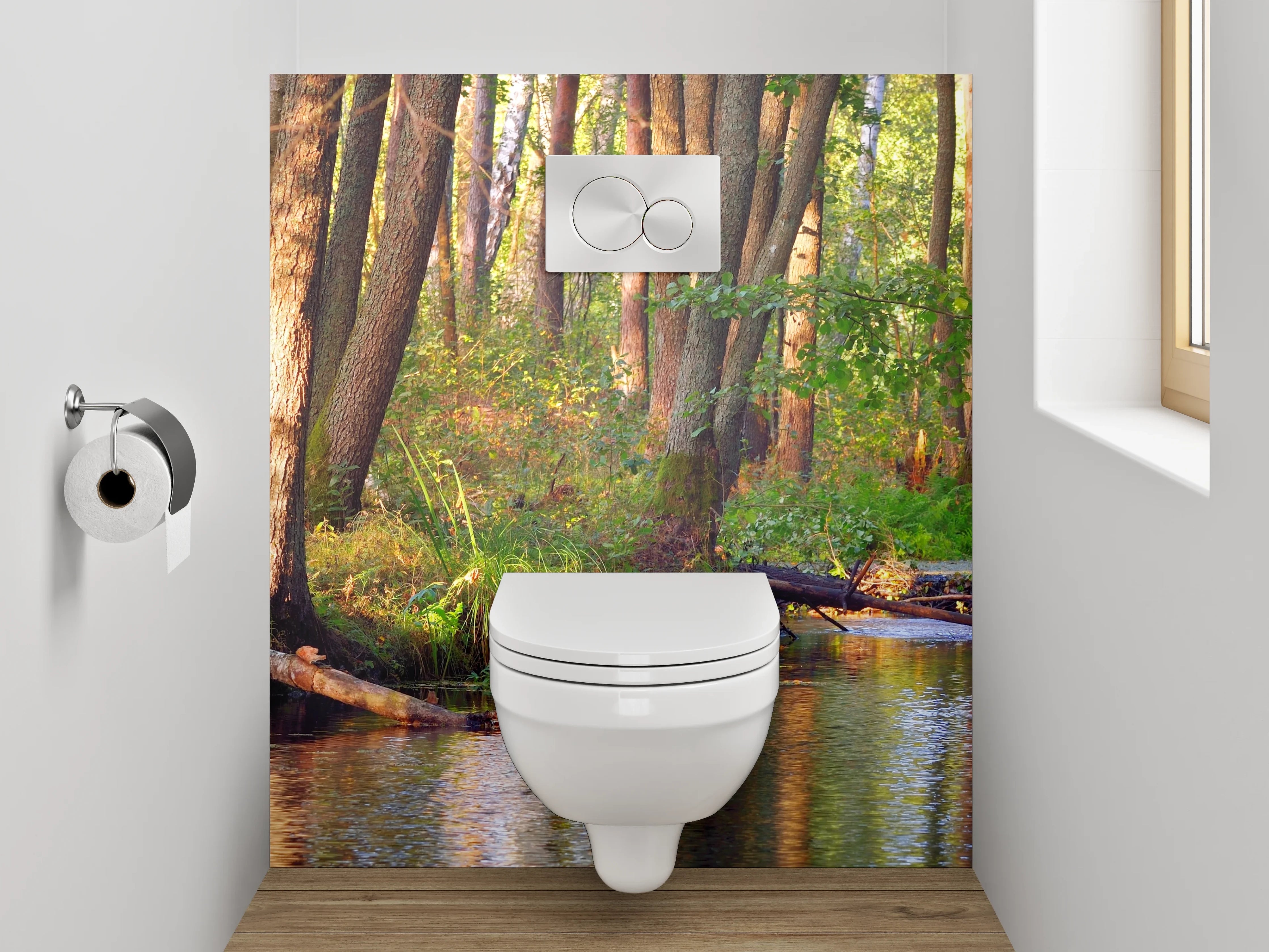 WC-Rückwand - Waldidylle am Bach – Naturmotiv