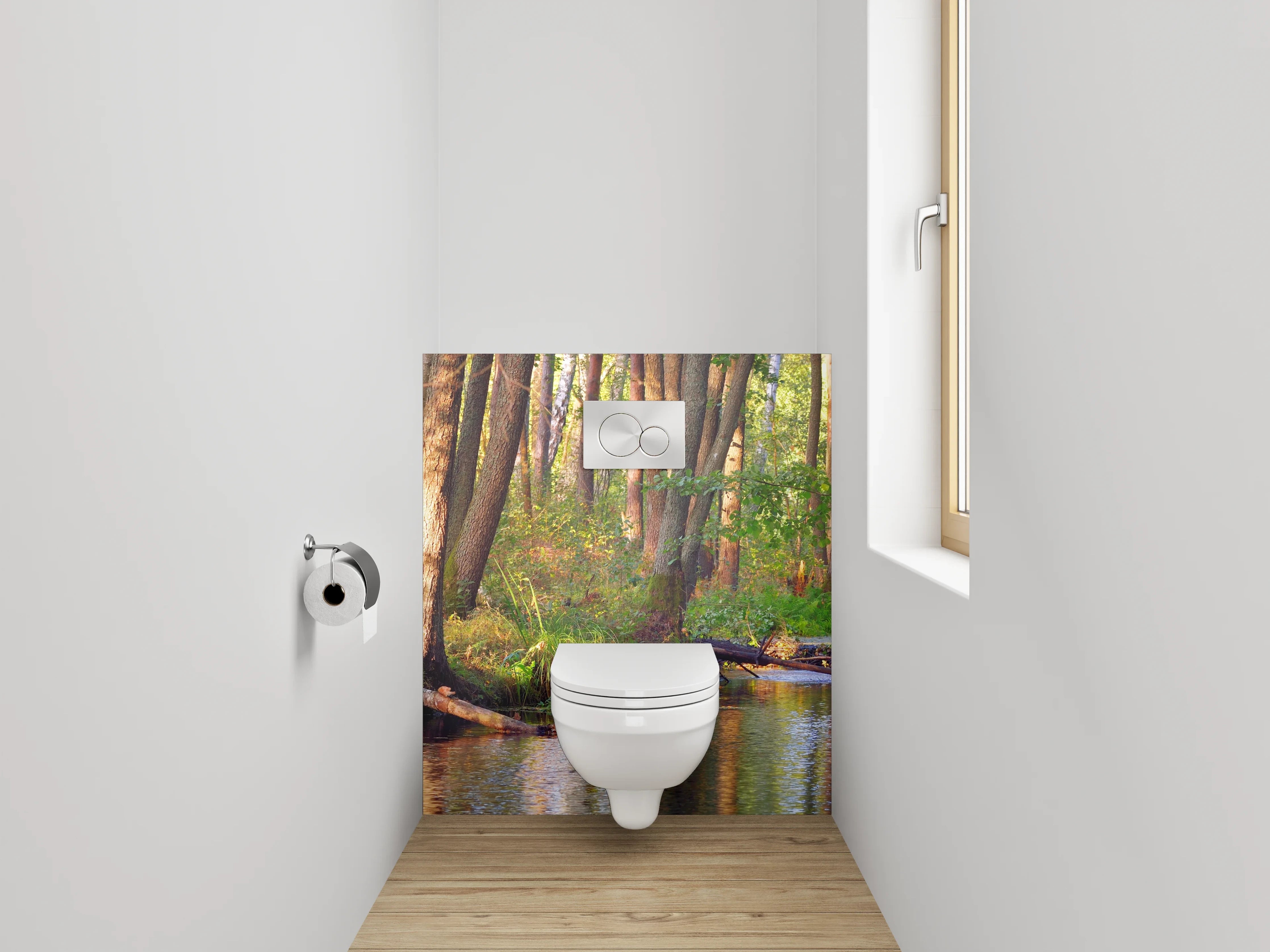 WC-Rückwand - Waldidylle am Bach – Naturmotiv