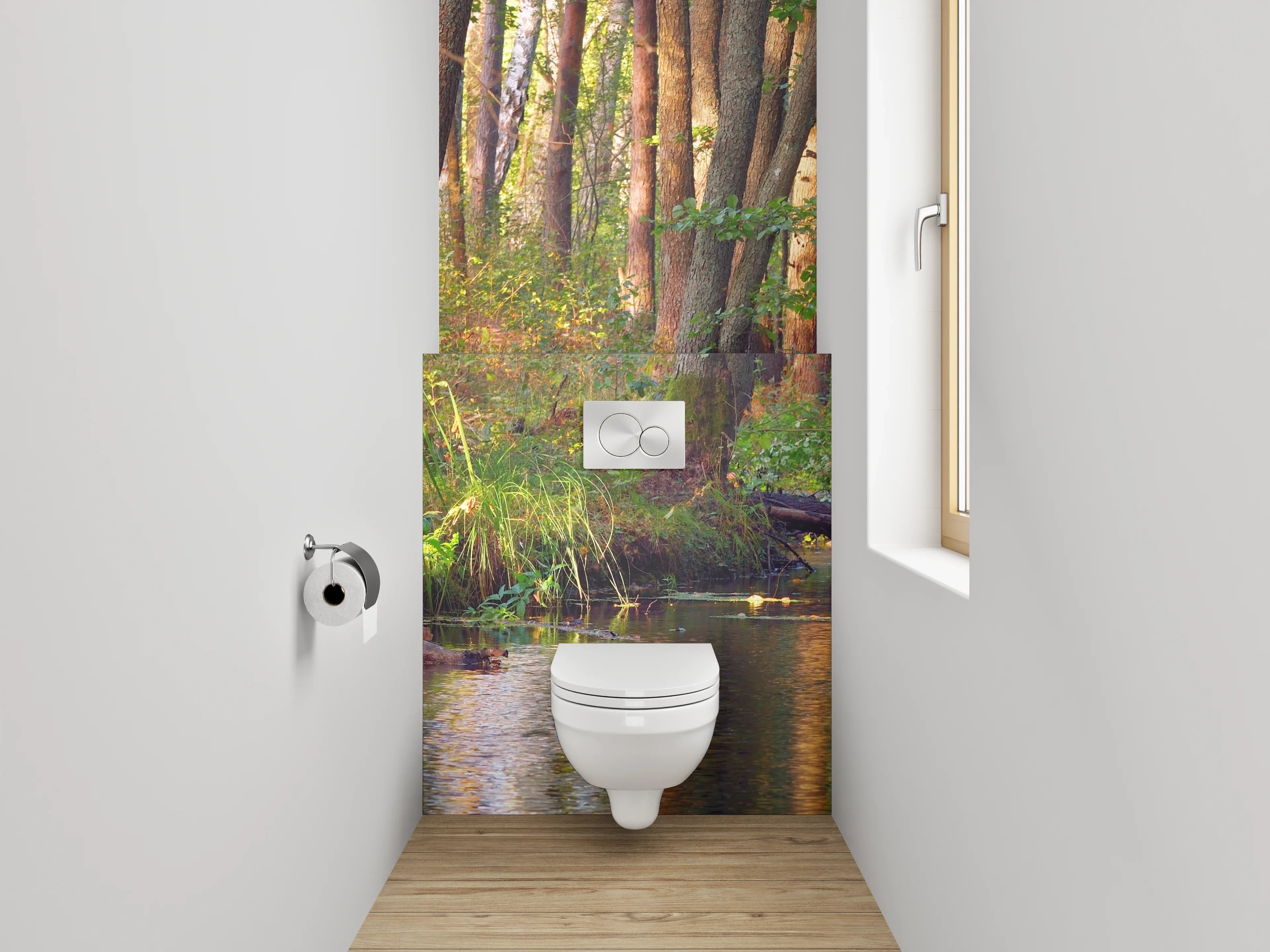 WC-Rückwand - Waldidylle am Bach – Naturmotiv