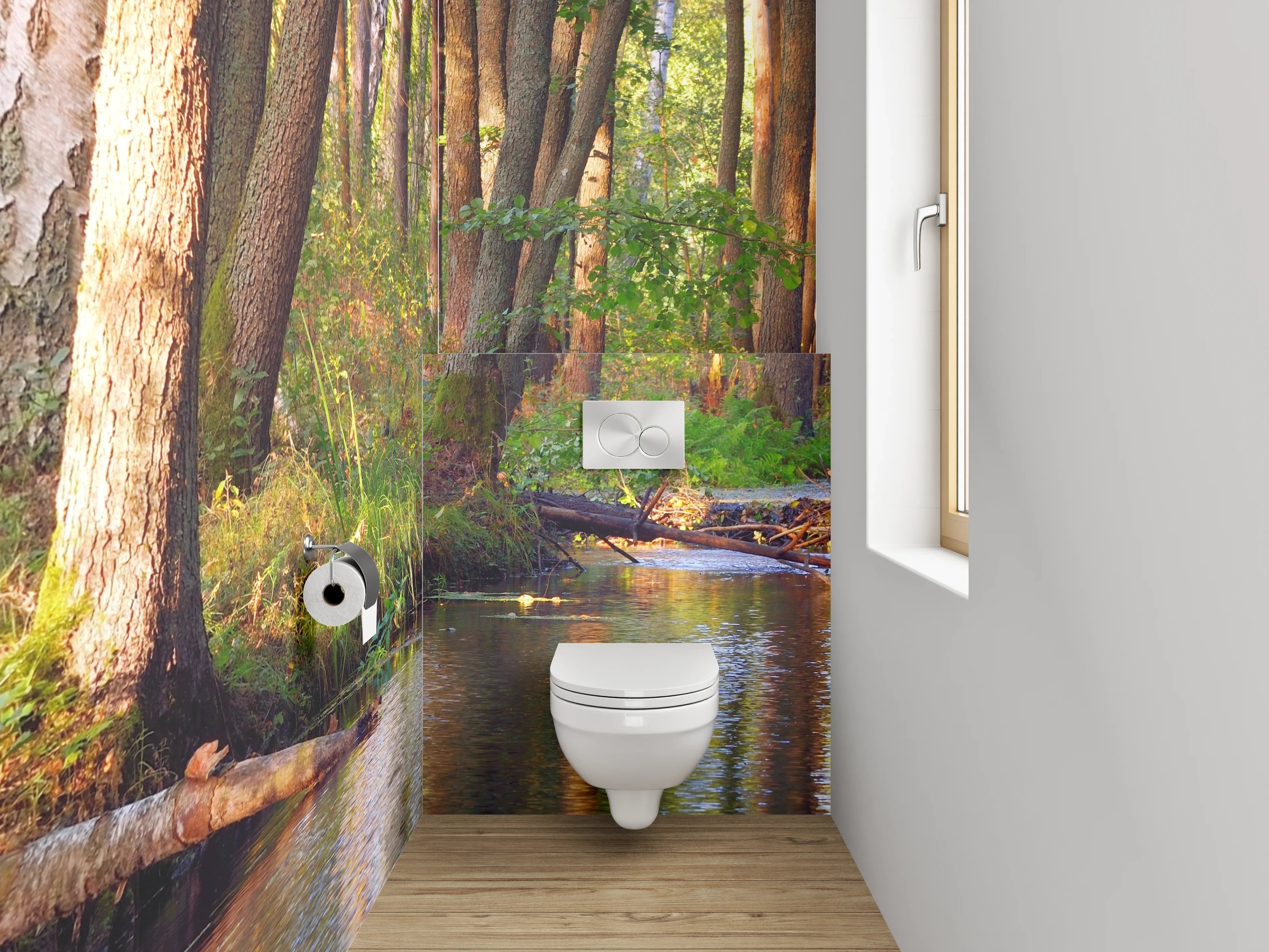 WC-Rückwand - Waldidylle am Bach – Naturmotiv