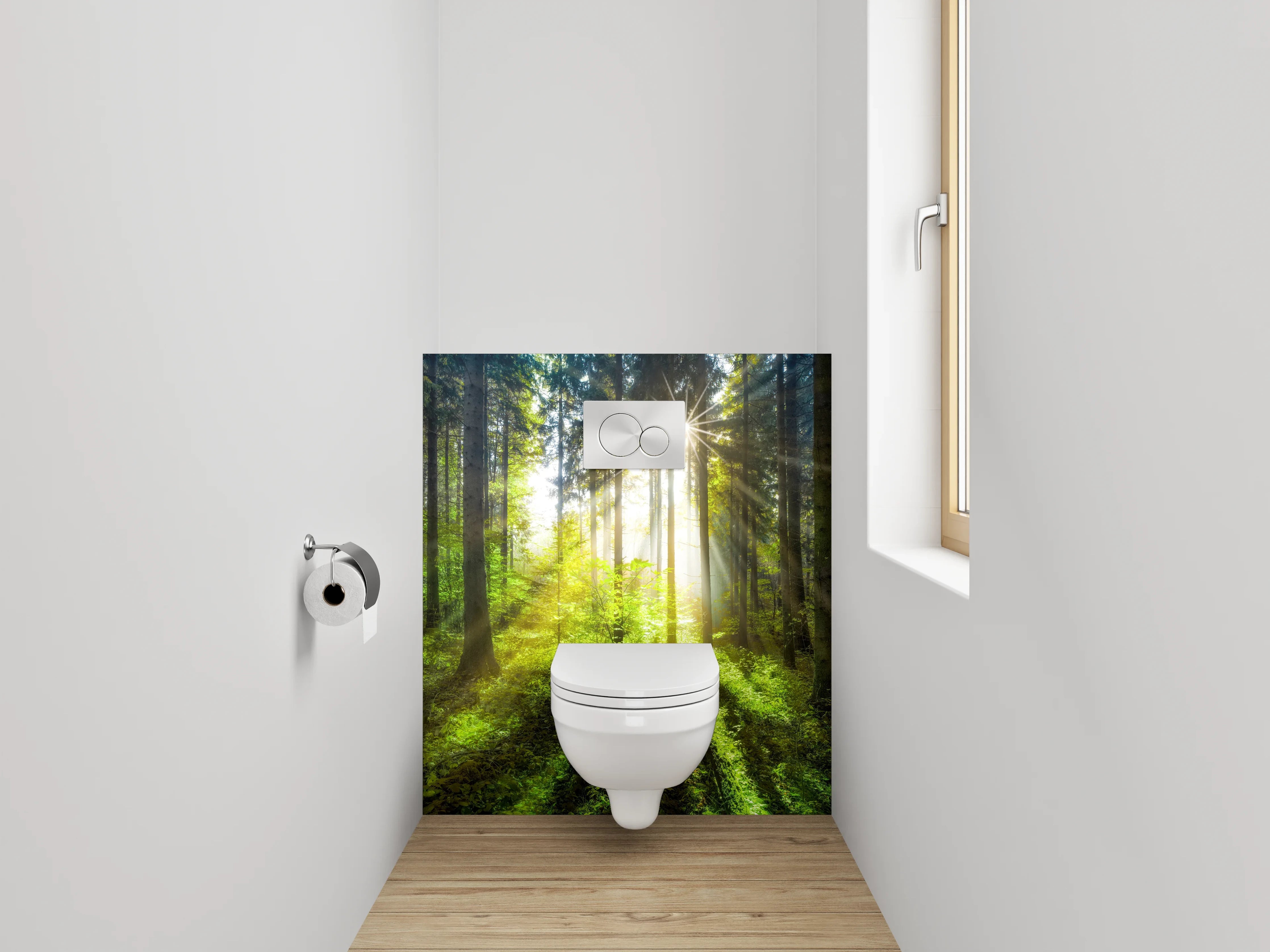 WC-Rückwand - Waldlichtung Sonnenstrahlen Naturmotiv