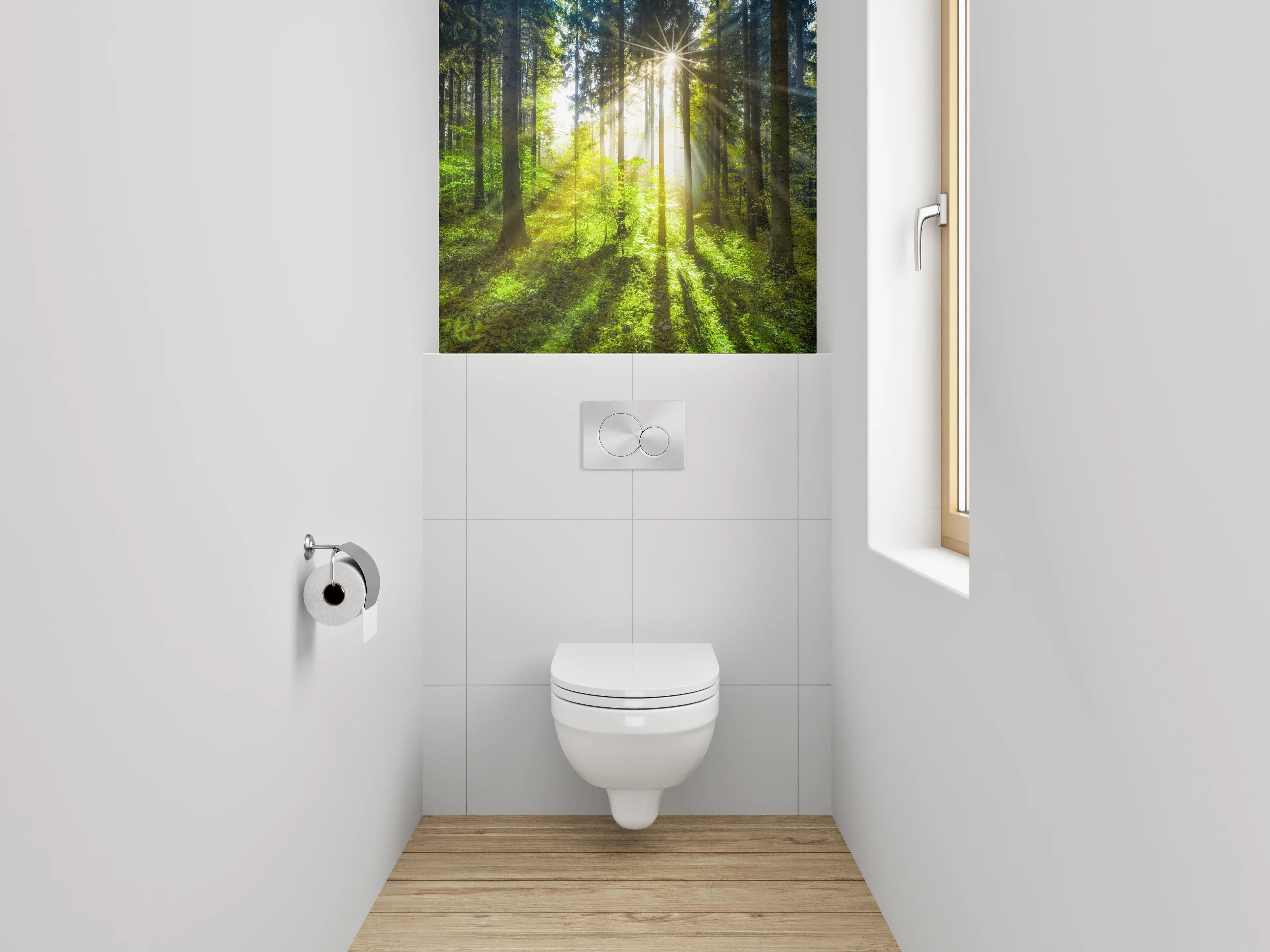 WC-Rückwand - Waldlichtung Sonnenstrahlen Naturmotiv