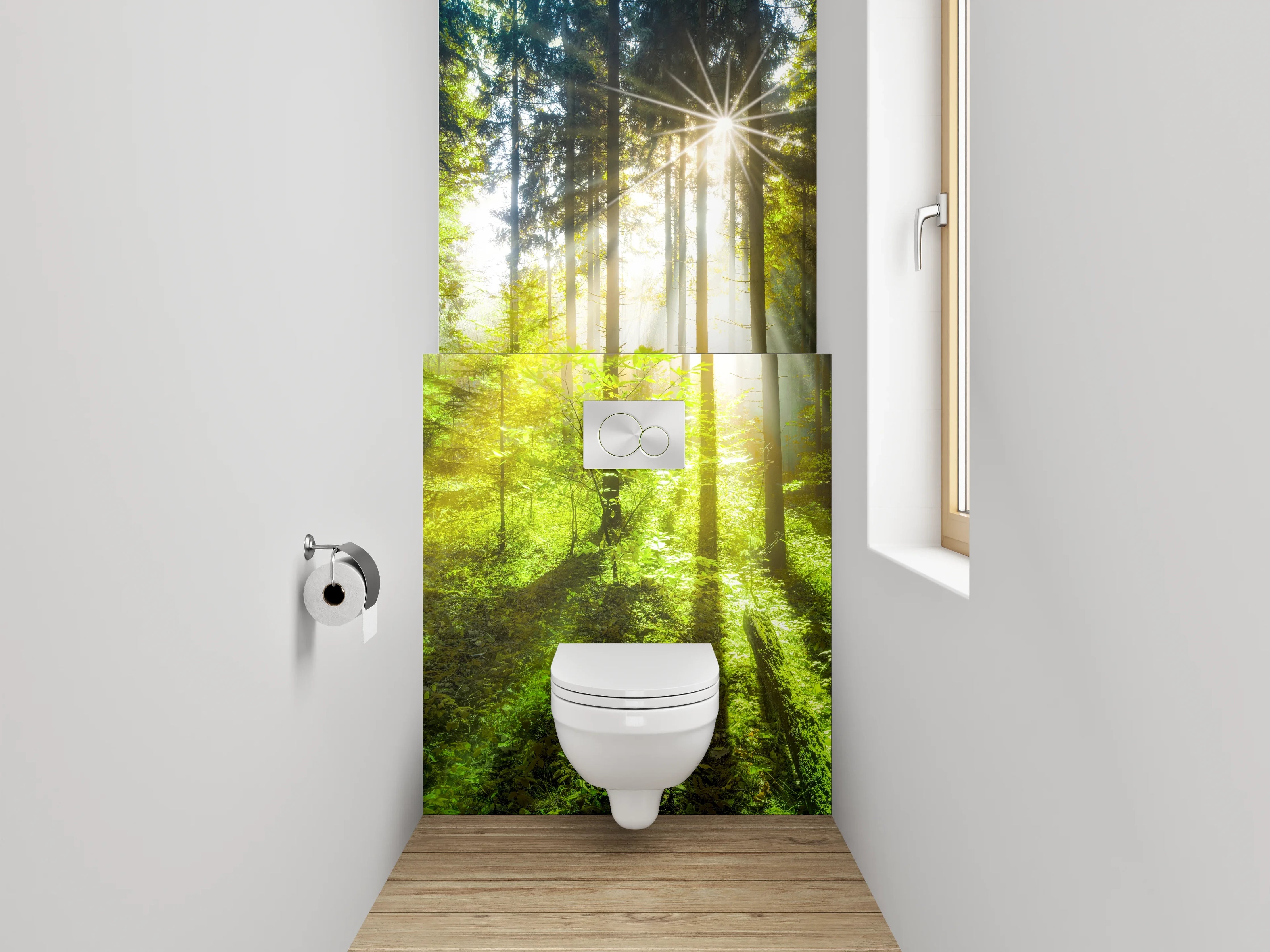 WC-Rückwand - Waldlichtung Sonnenstrahlen Naturmotiv