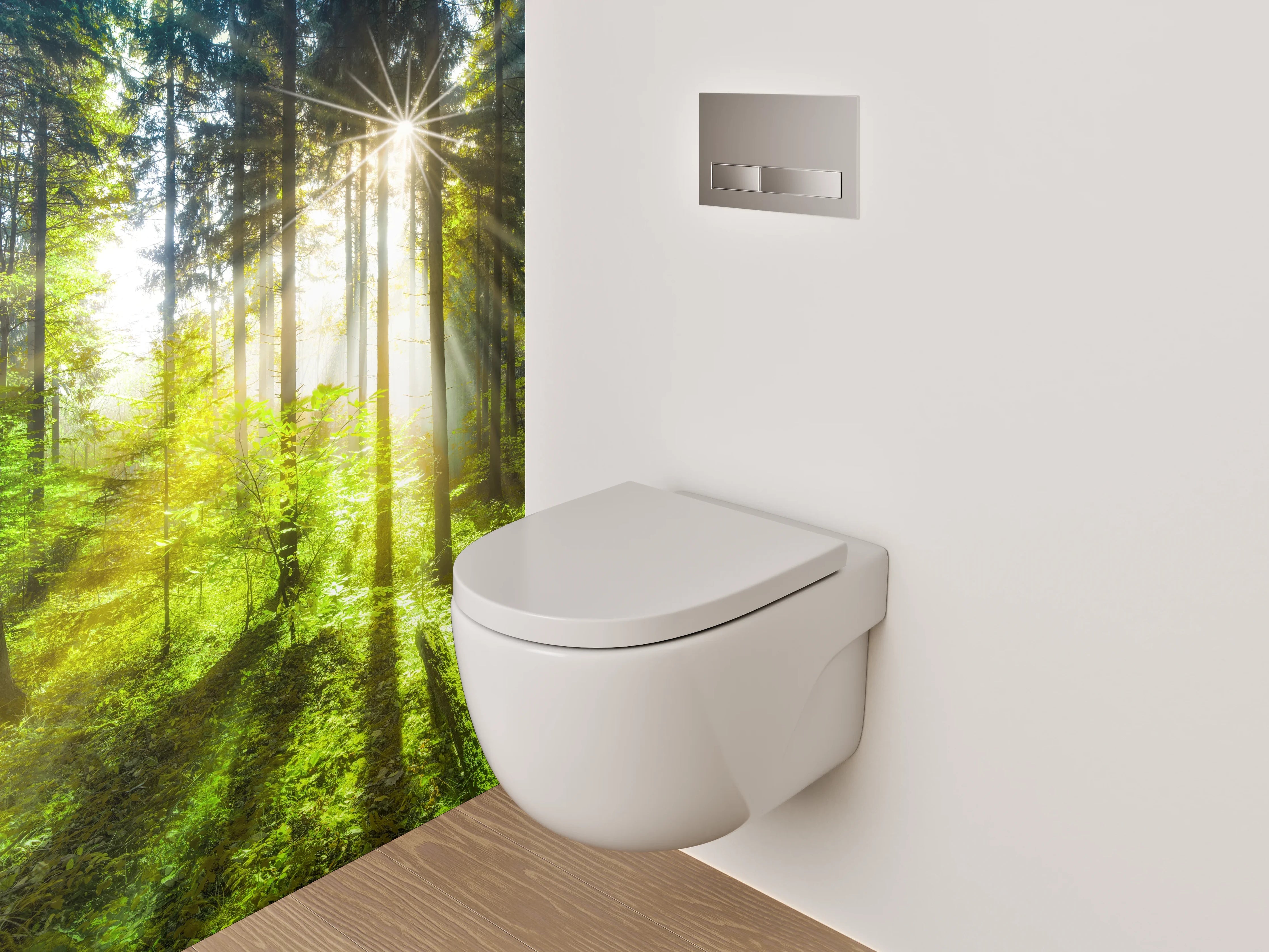 WC-Rückwand - Waldlichtung Sonnenstrahlen Naturmotiv