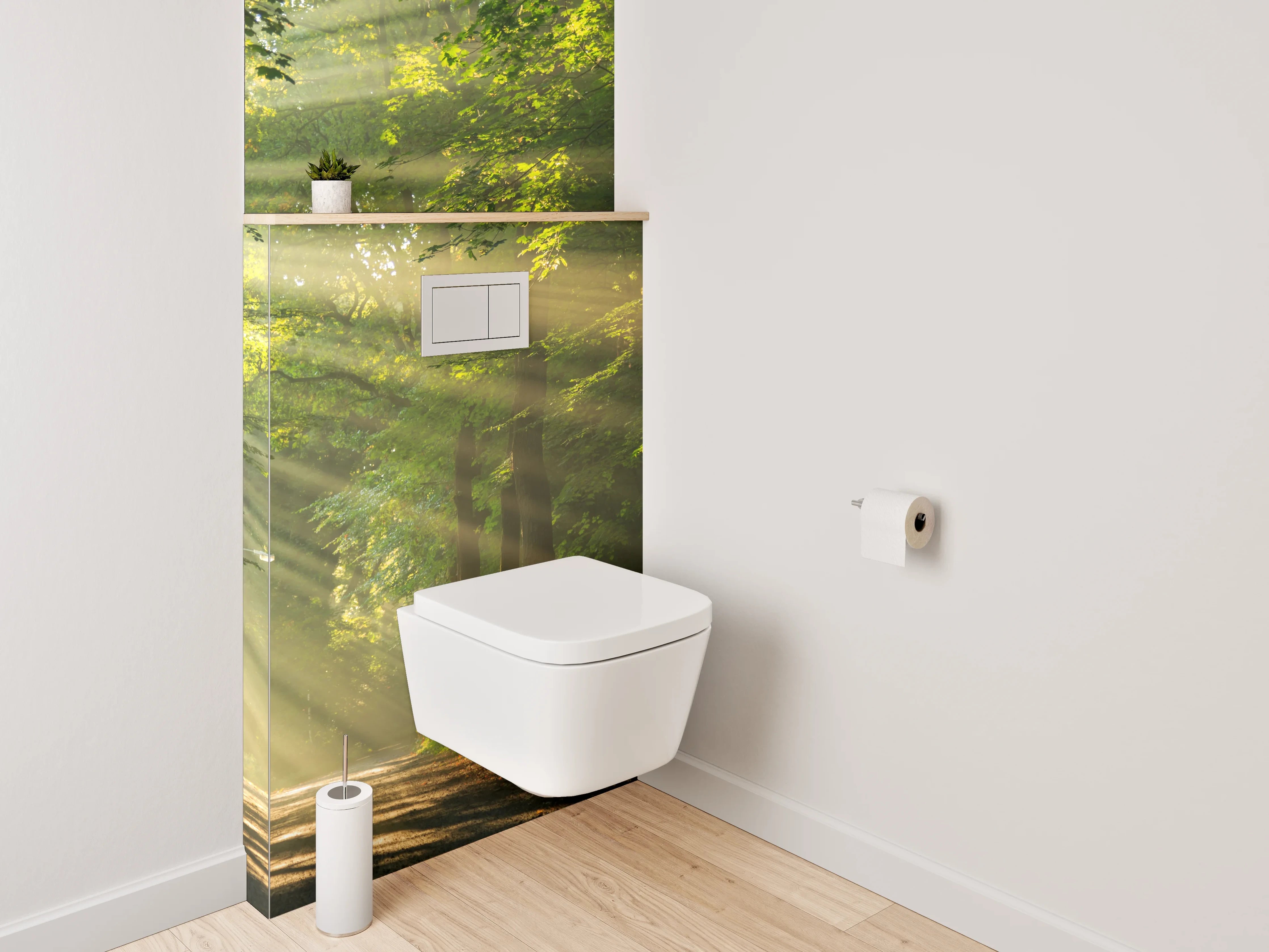 WC-Rückwand - Waldspaziergang am Morgen – Sonnenstrahlen