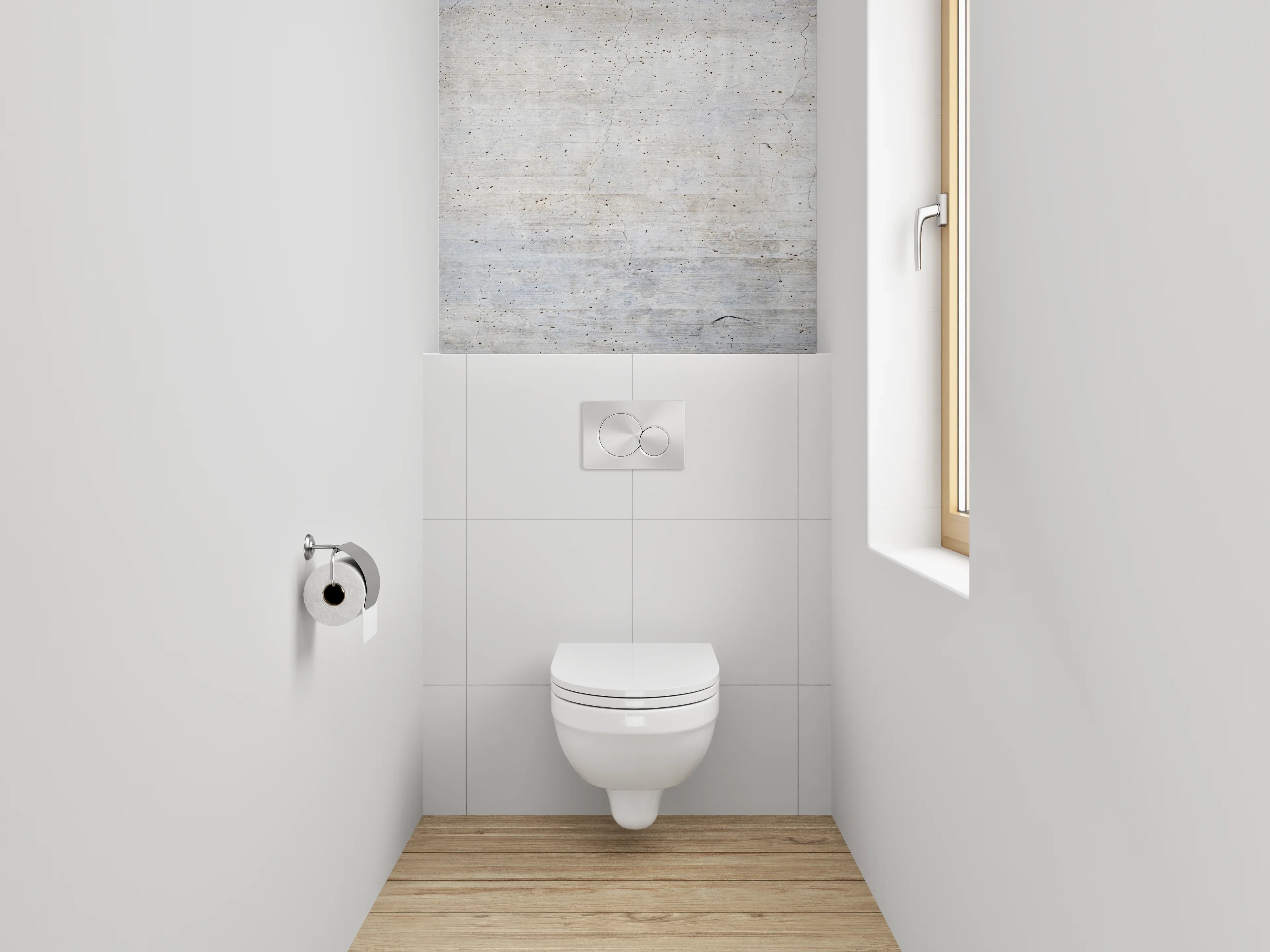 WC-Rückwand - Wanddeko Weißgrau Beton-Design