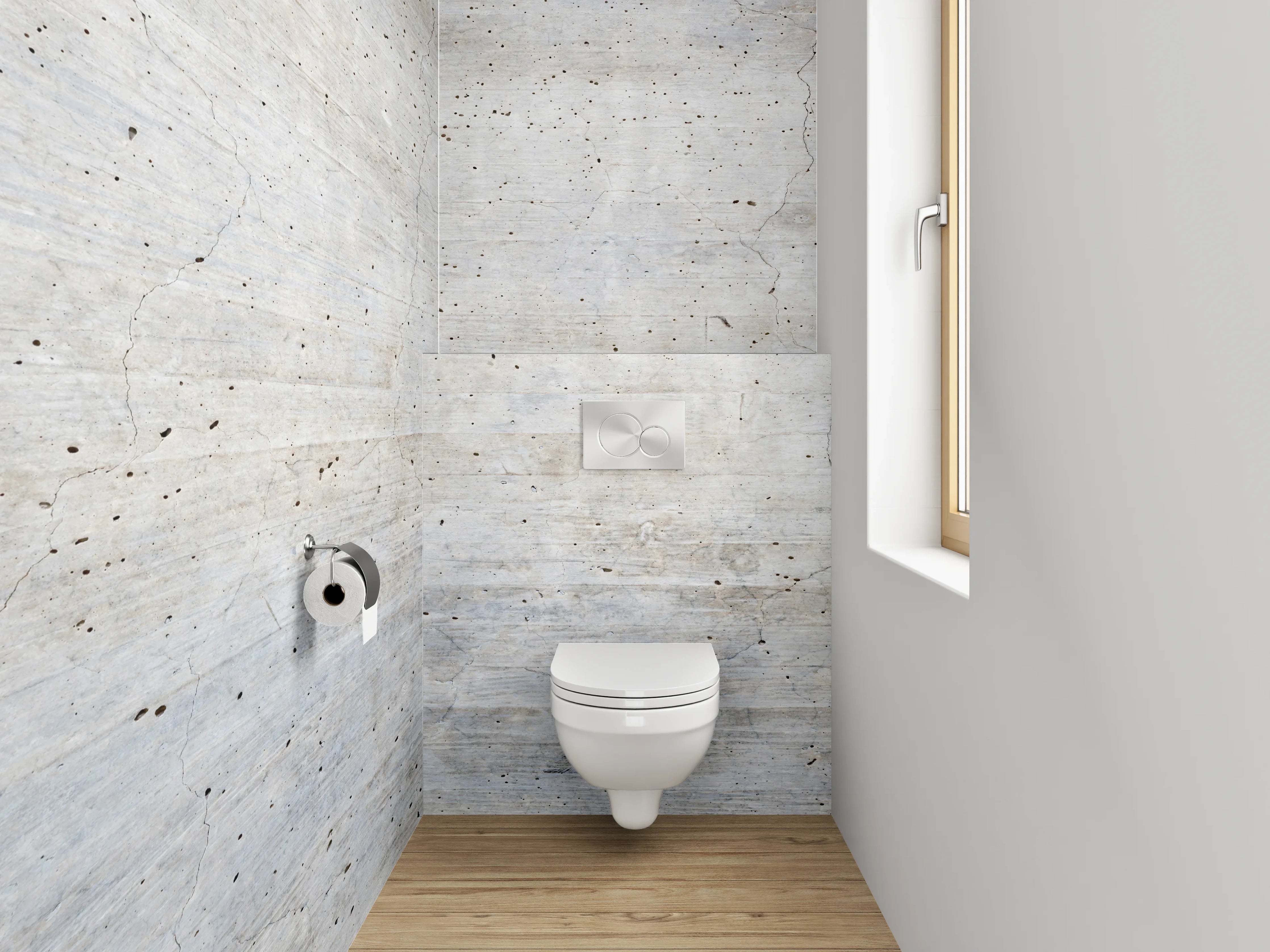WC-Rückwand - Wanddeko Weißgrau Beton-Design