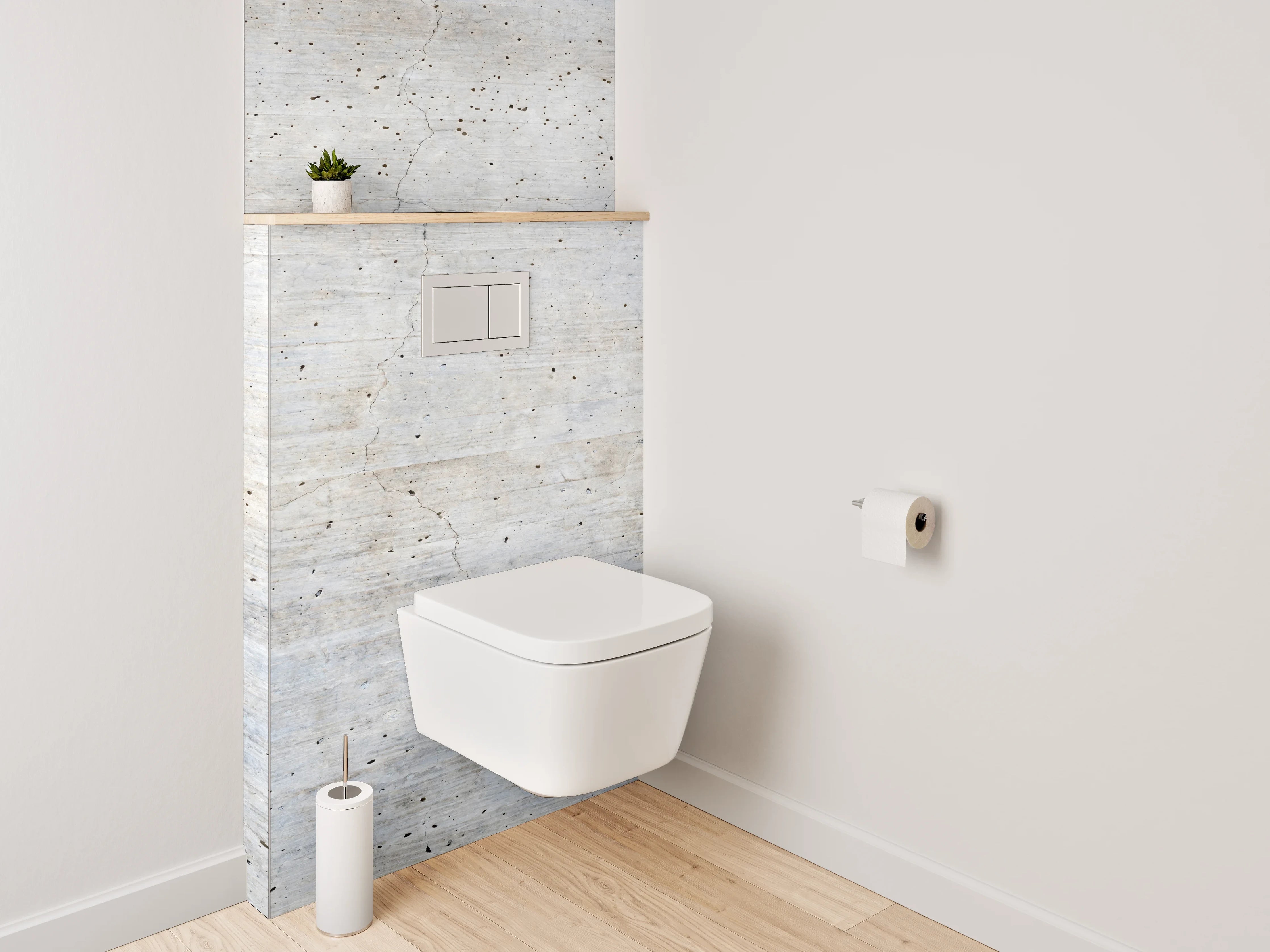 WC-Rückwand - Wanddeko Weißgrau Beton-Design