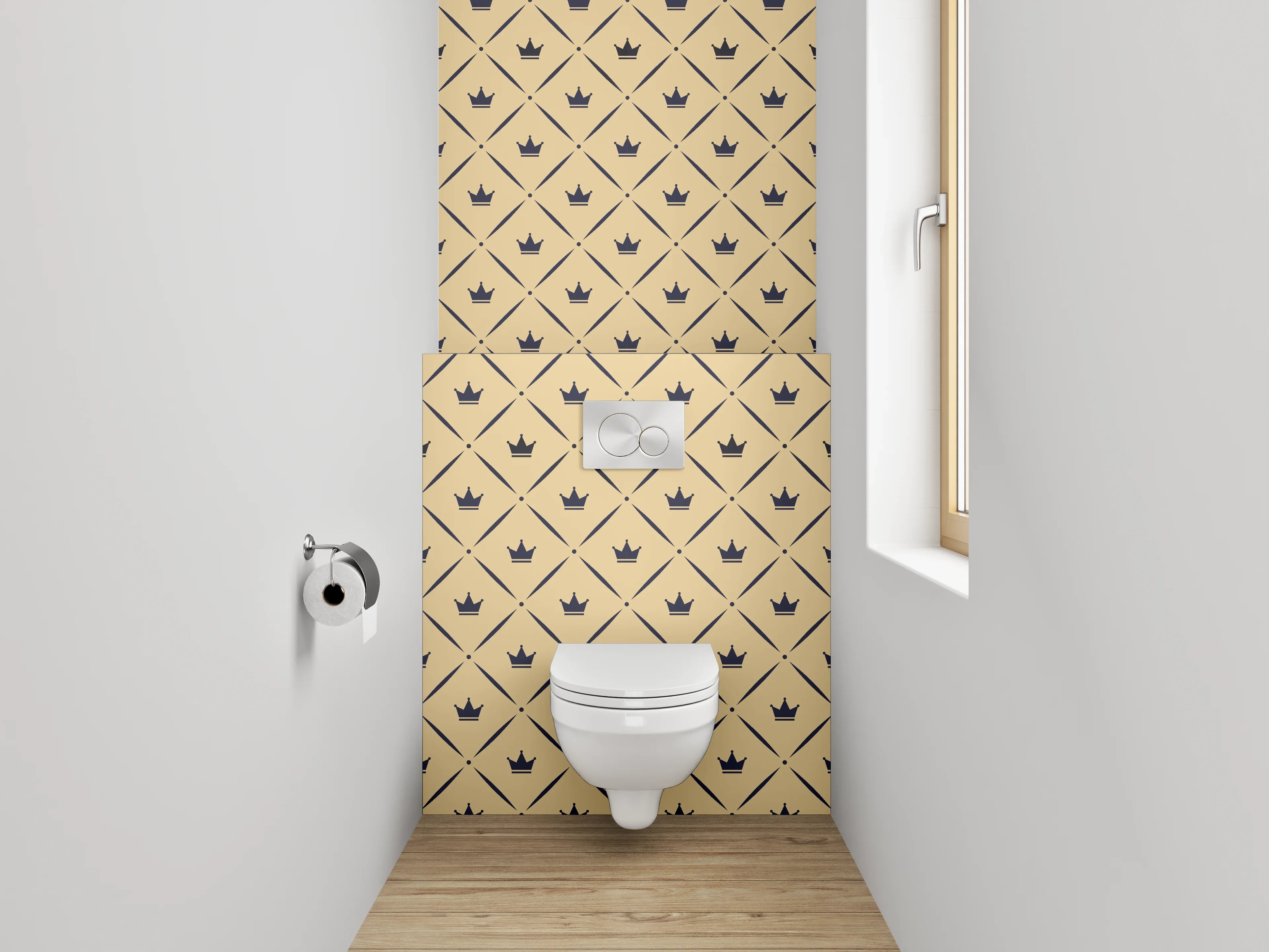 WC-Rückwand - Wandmotiv Krone Muster Beige Grau