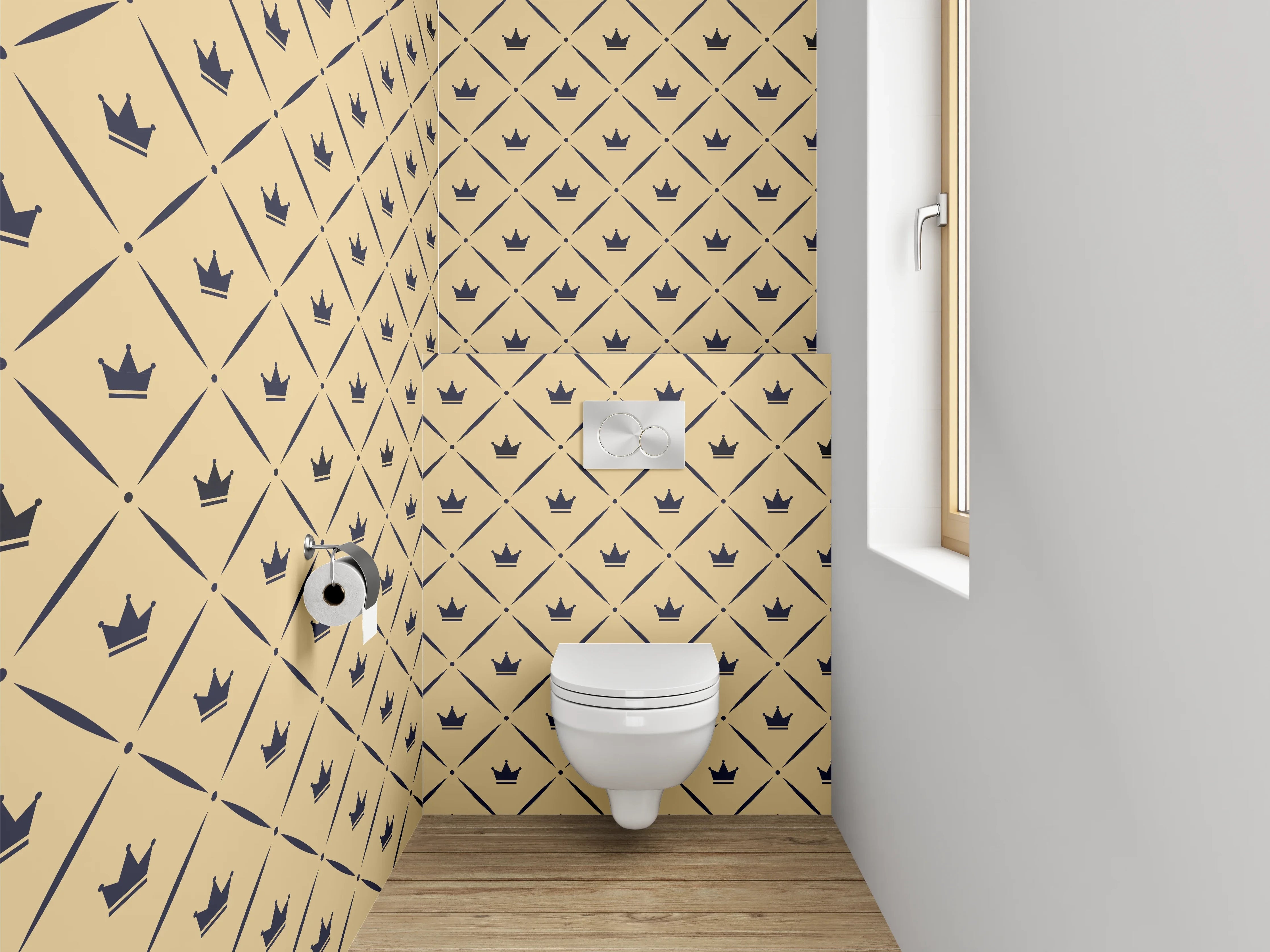 WC-Rückwand - Wandmotiv Krone Muster Beige Grau