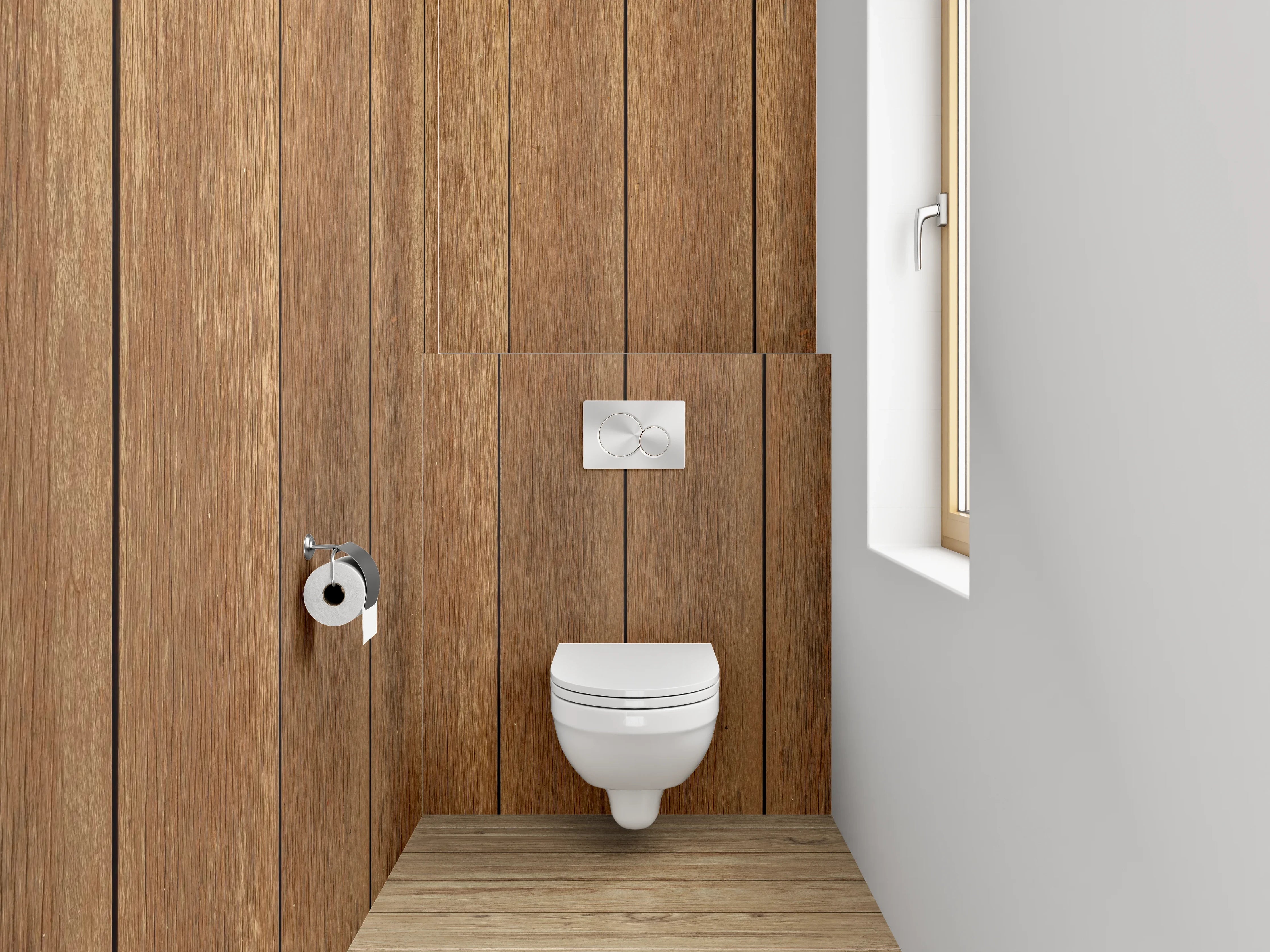 WC-Rückwand - Wandpaneel Braun-Grau in Holzstruktur