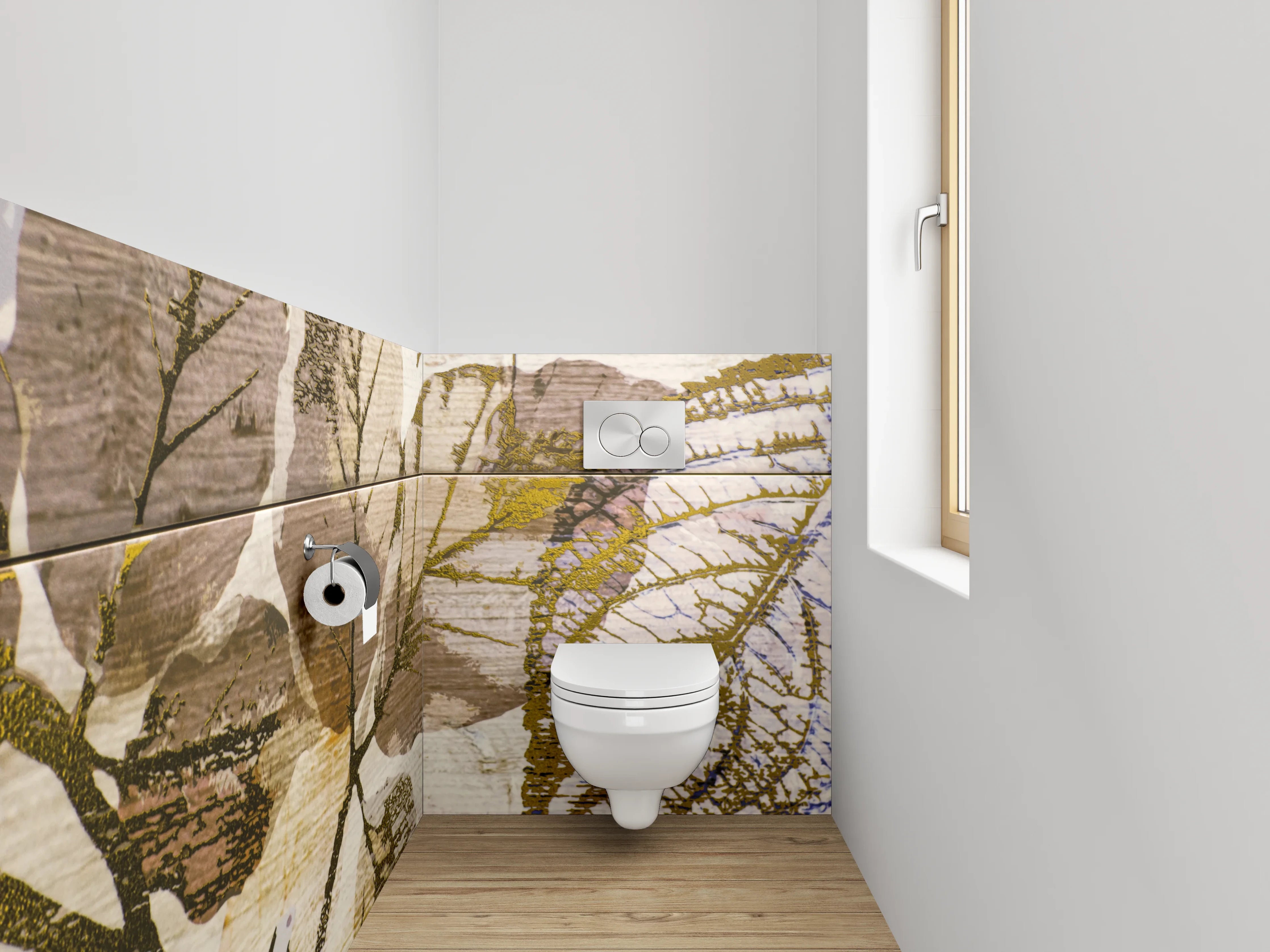 WC-Rückwand - Wandpaneel Herbarium Blätter Vintage Stil