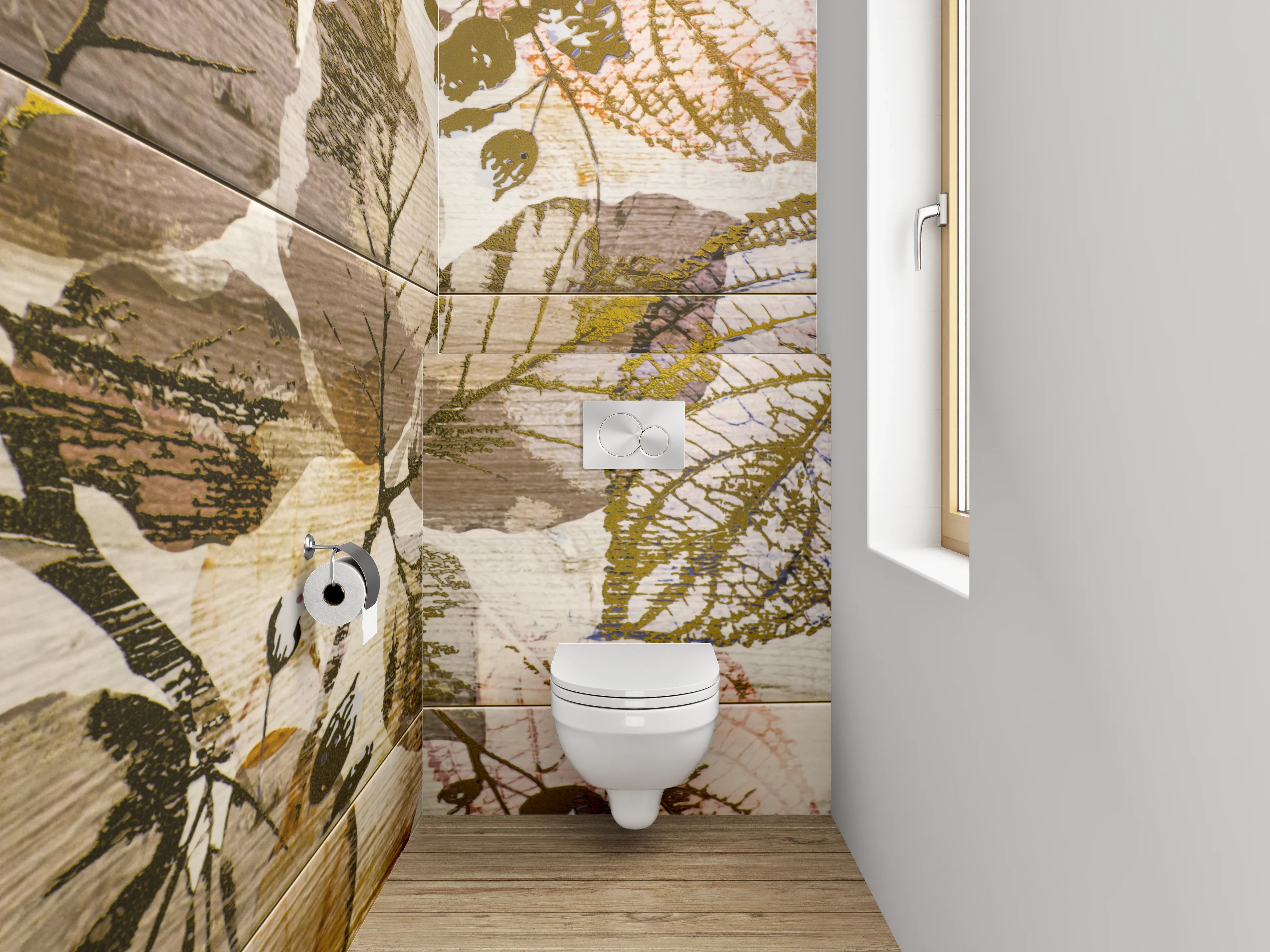 WC-Rückwand - Wandpaneel Herbarium Blätter Vintage Stil