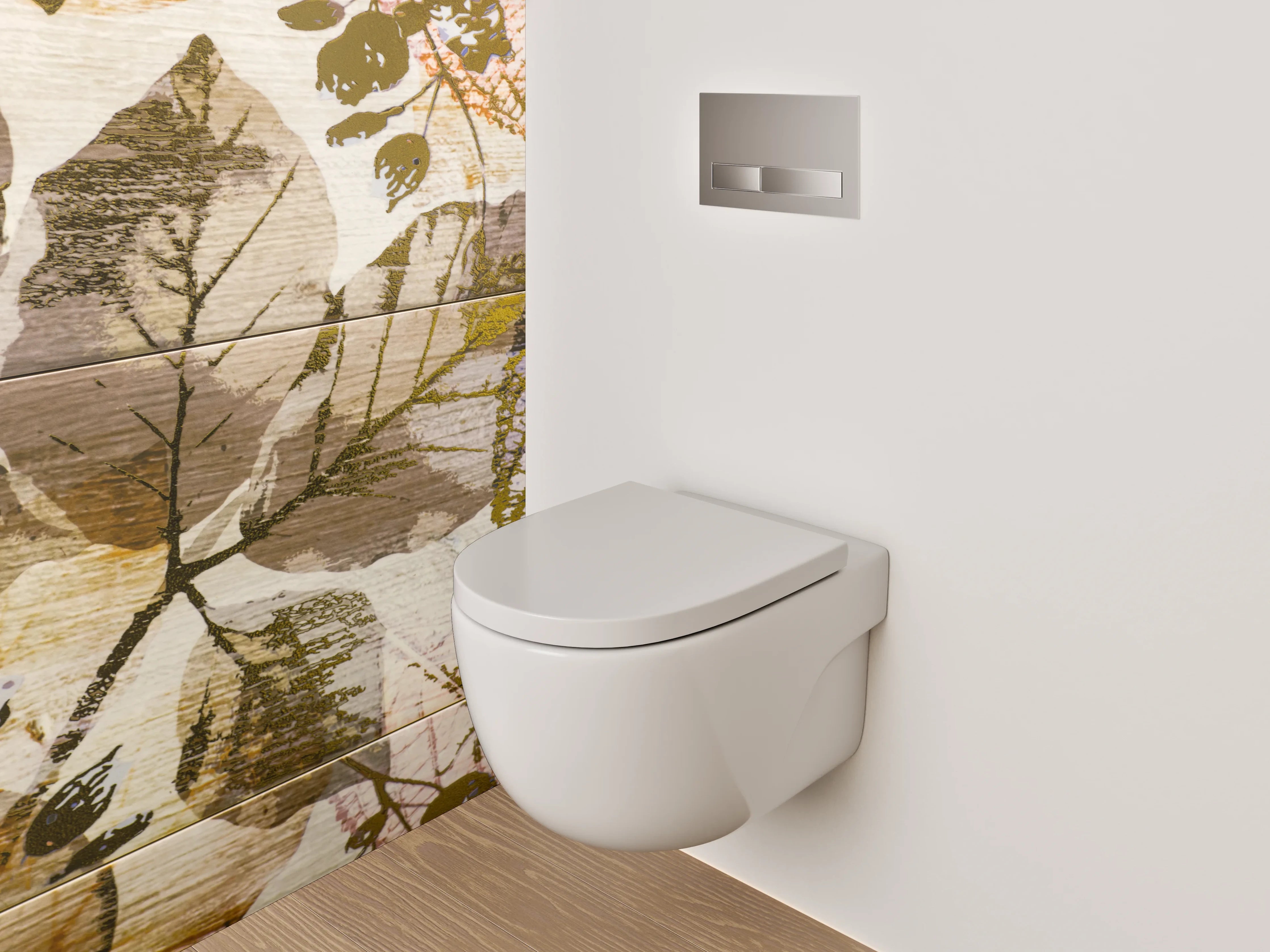 WC-Rückwand - Wandpaneel Herbarium Blätter Vintage Stil