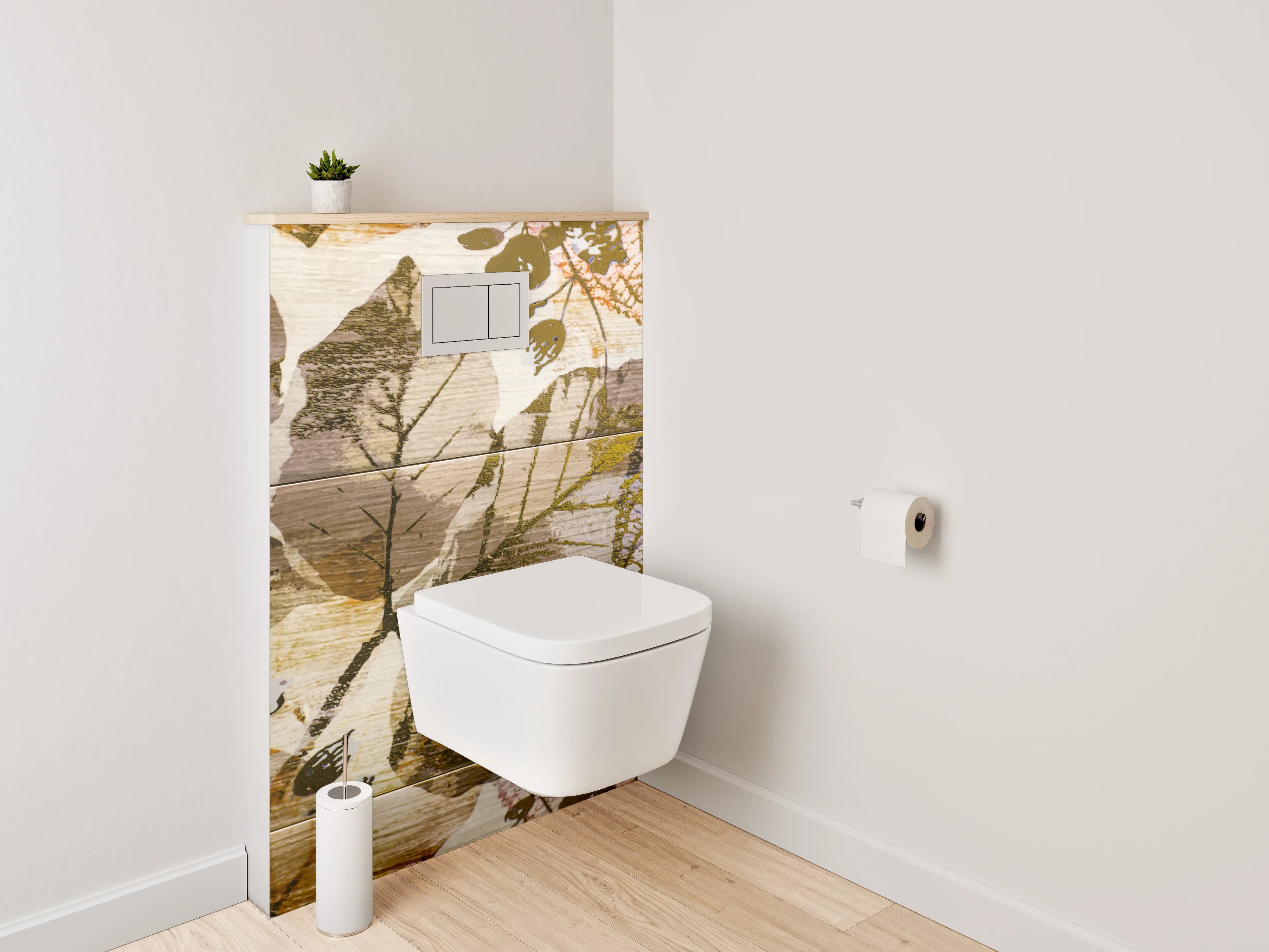 WC-Rückwand - Wandpaneel Herbarium Blätter Vintage Stil
