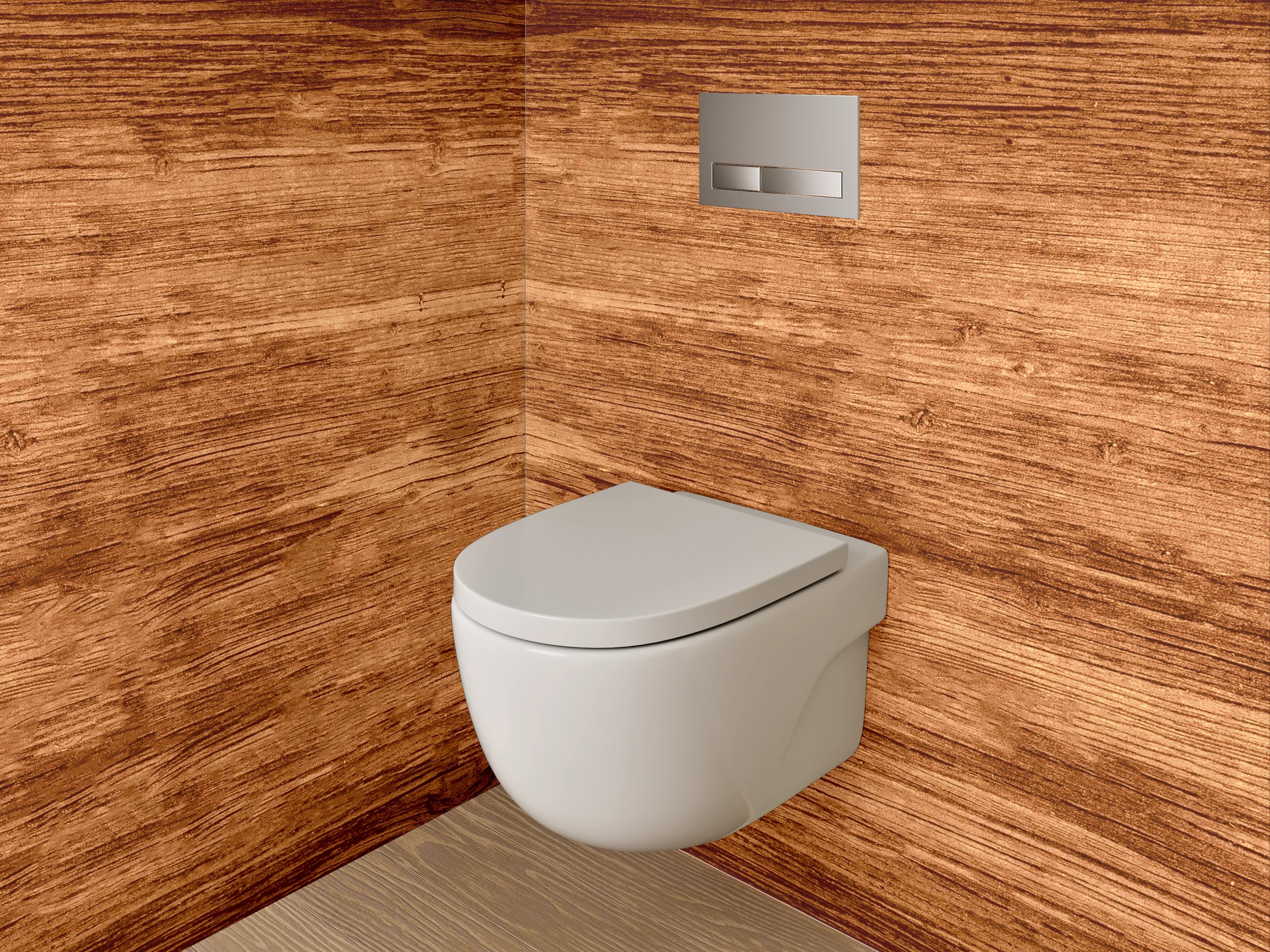 WC-Rückwand - Warme Holzmaserung im Naturstil