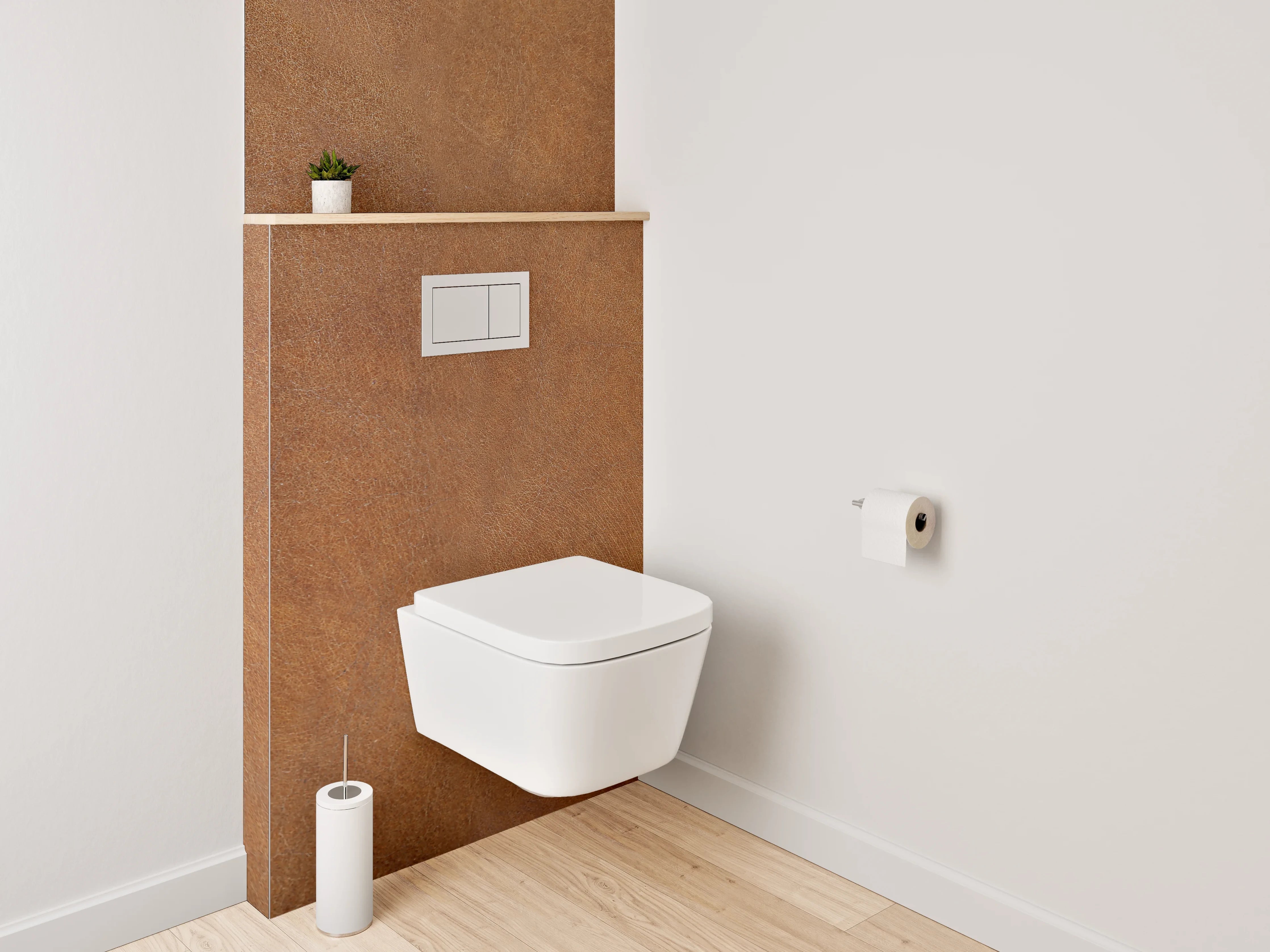 WC-Rückwand - Warme Holzoptik für Badezimmer