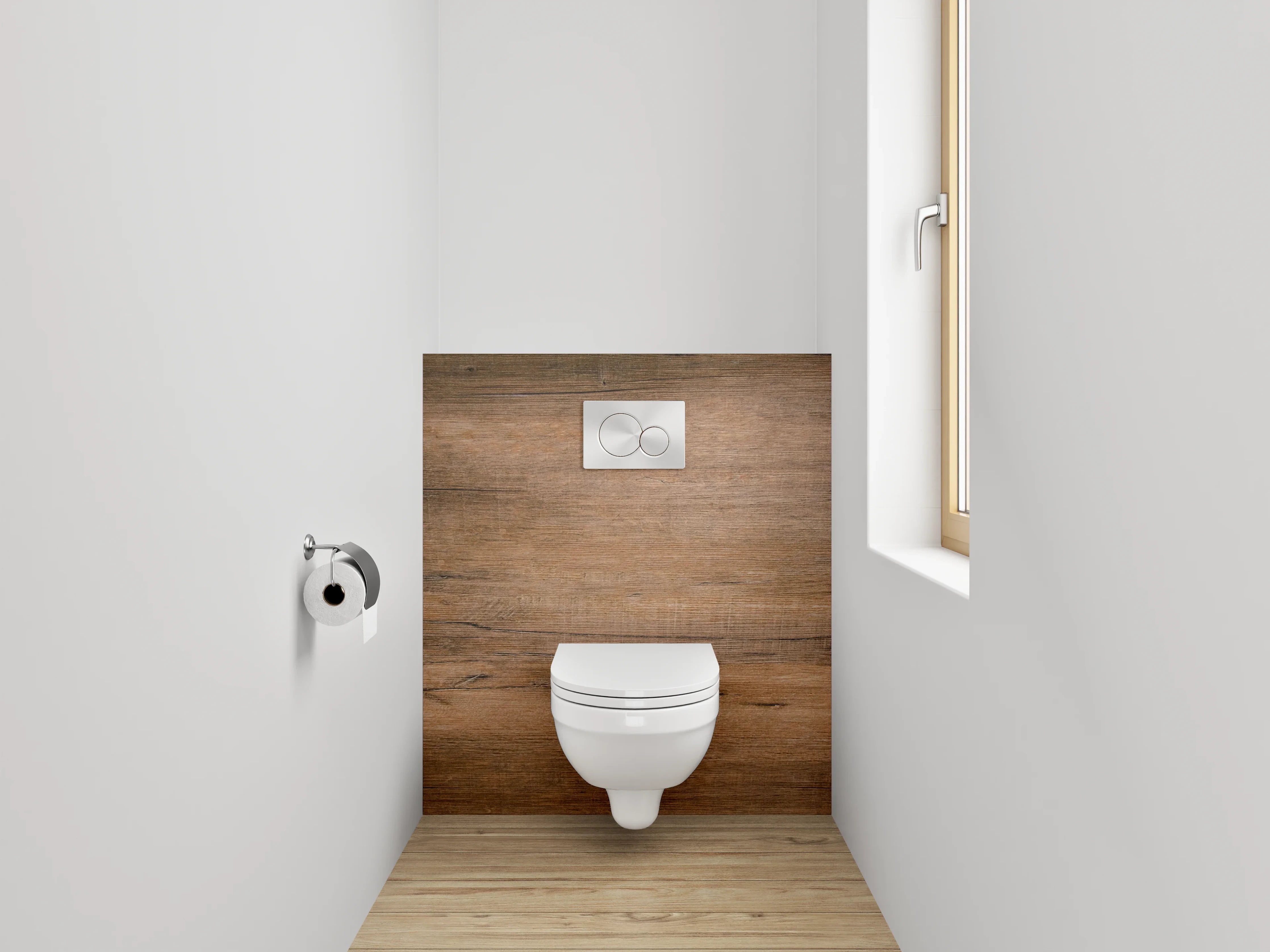 WC-Rückwand - Warme Holzvertäfelung