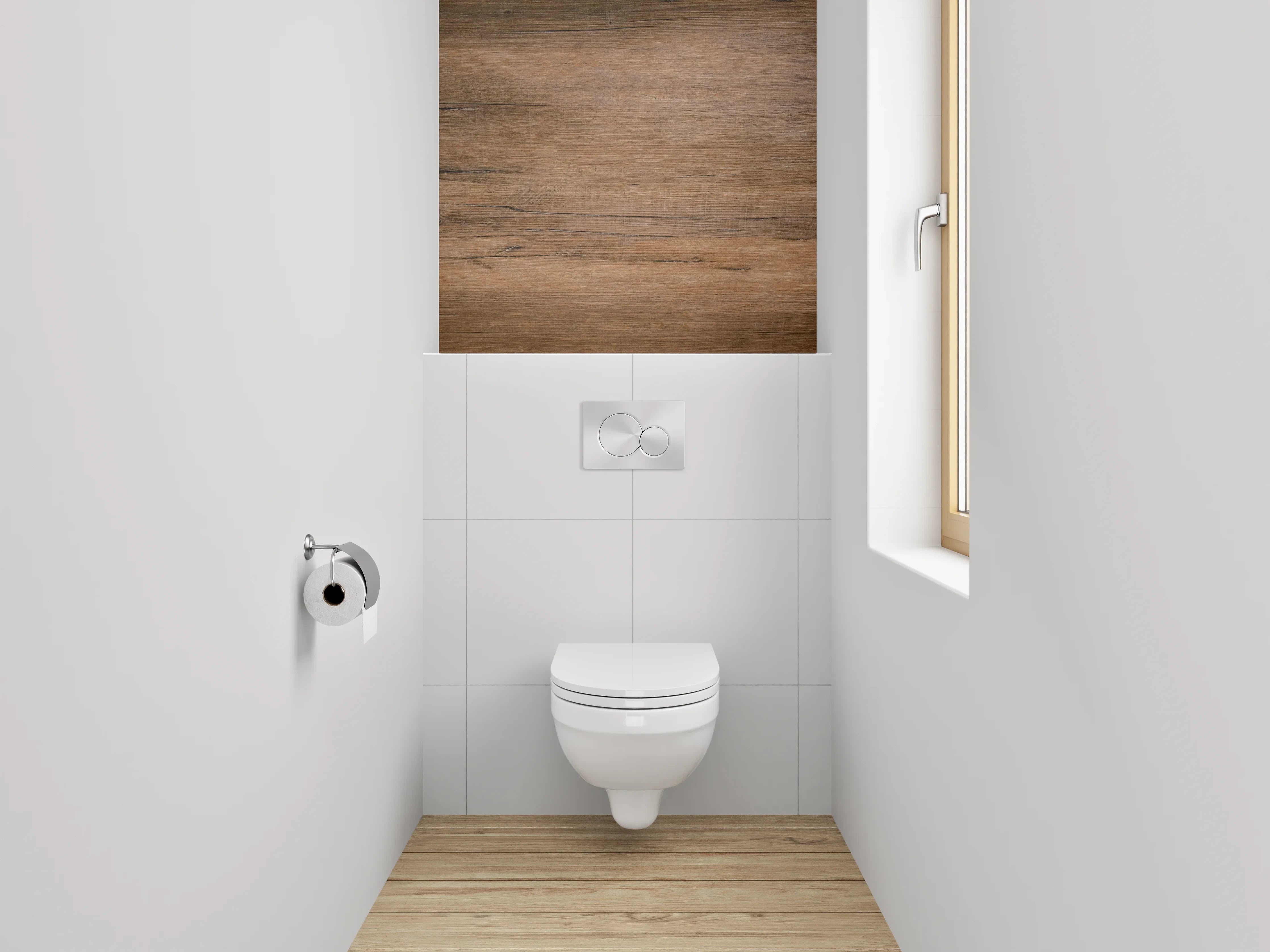 WC-Rückwand - Warme Holzvertäfelung