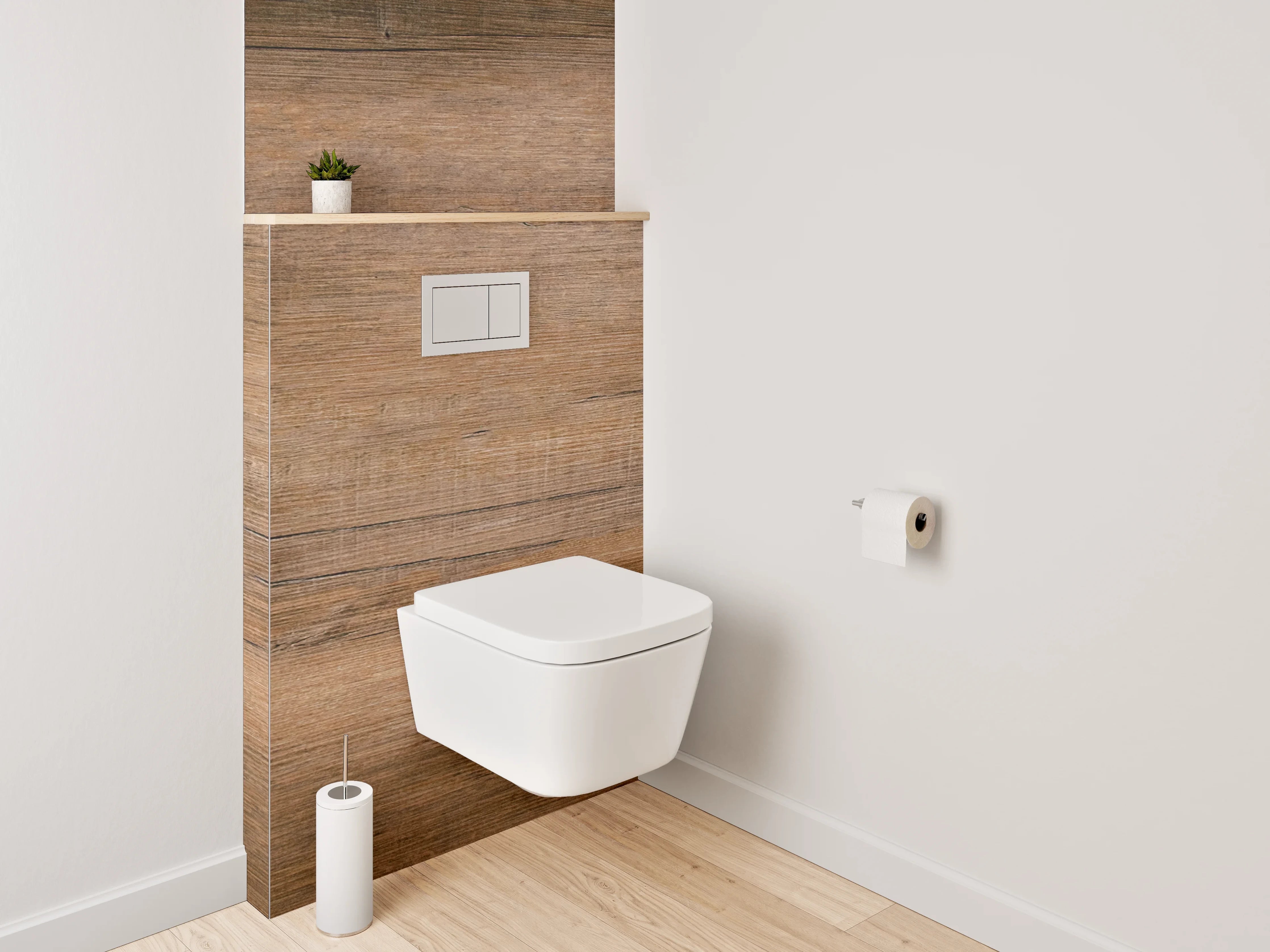 WC-Rückwand - Warme Holzvertäfelung