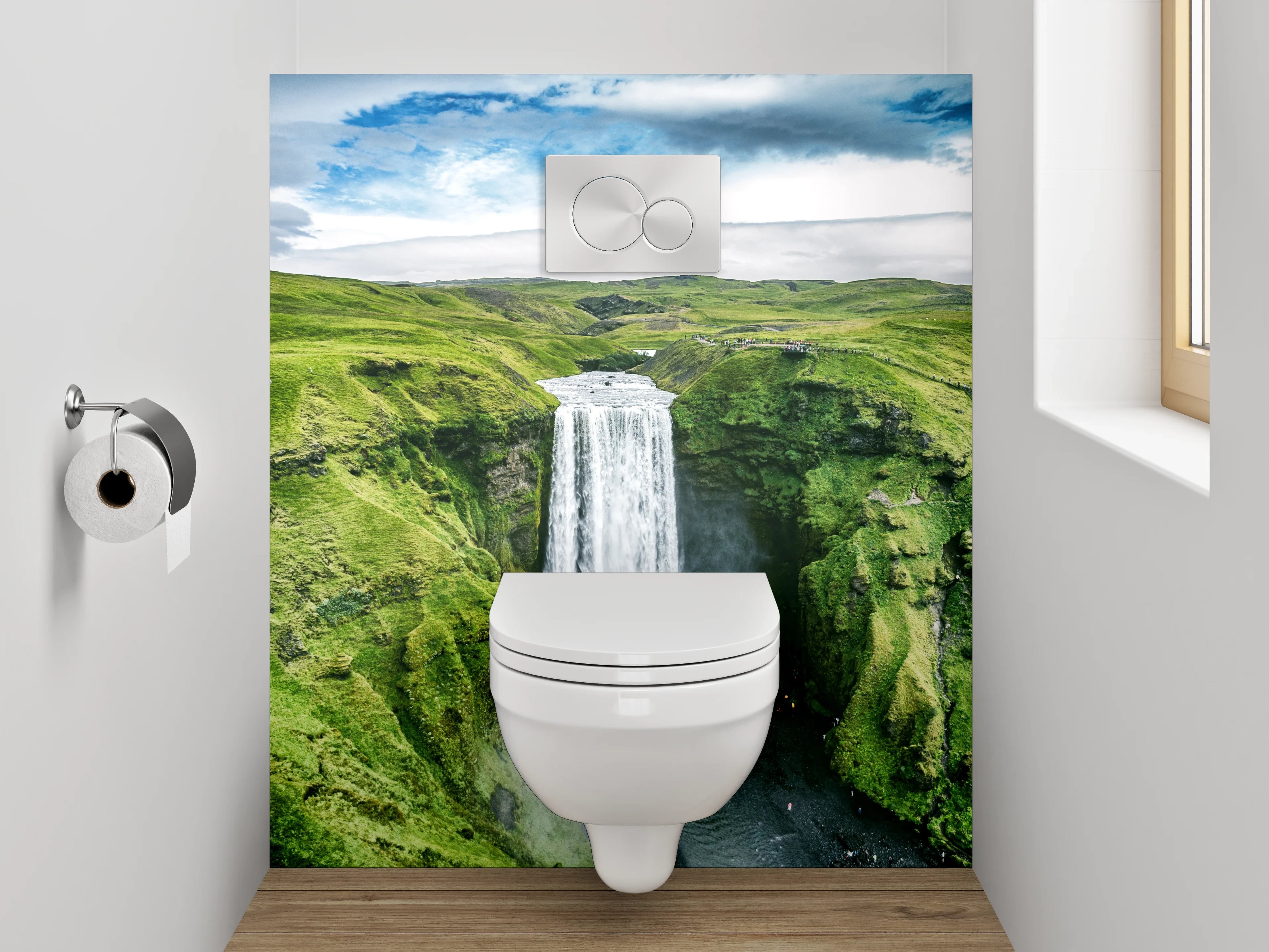WC-Rückwand - Wasserfall Island – Naturlandschaft pur