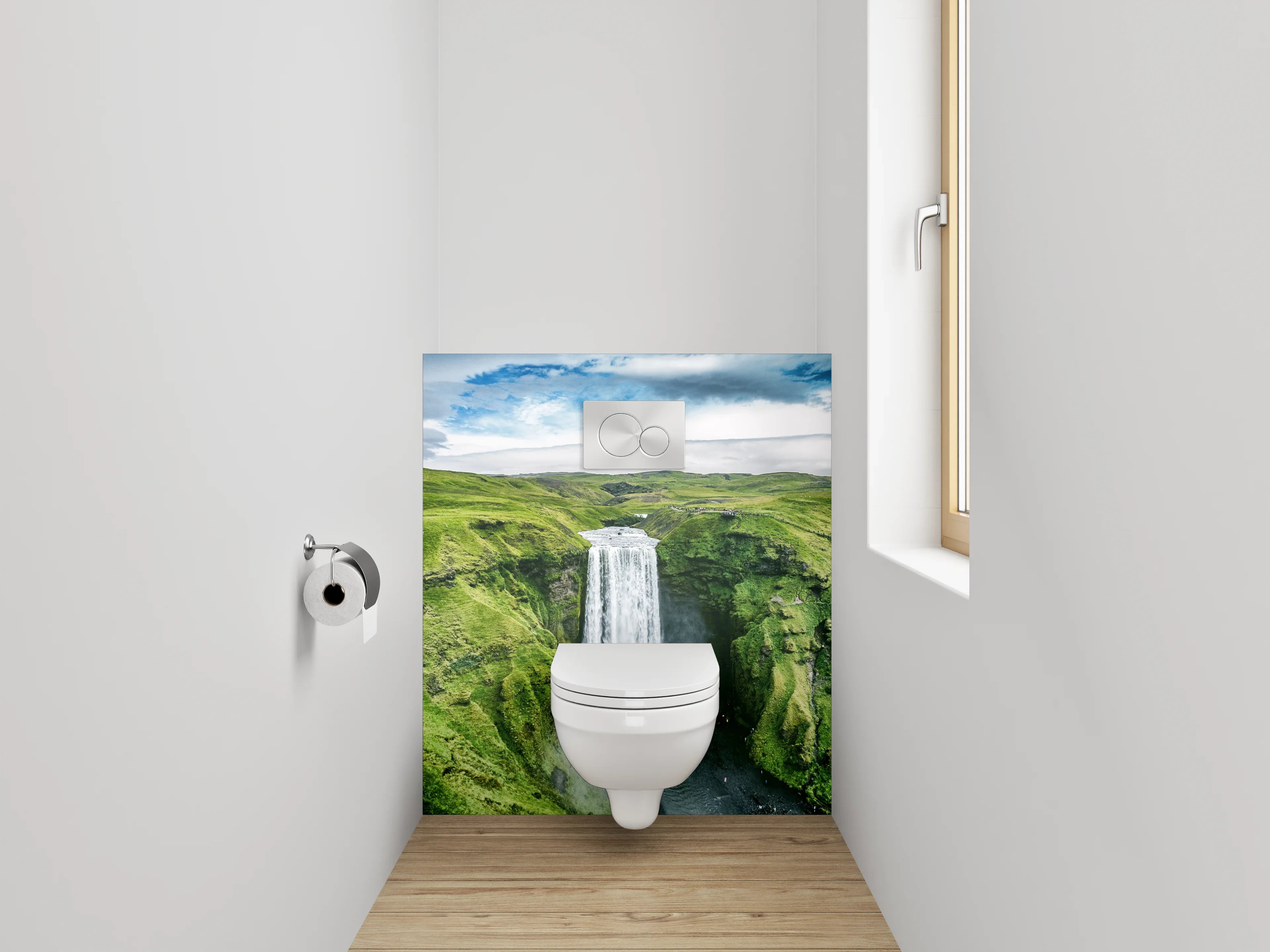 WC-Rückwand - Wasserfall Island – Naturlandschaft pur
