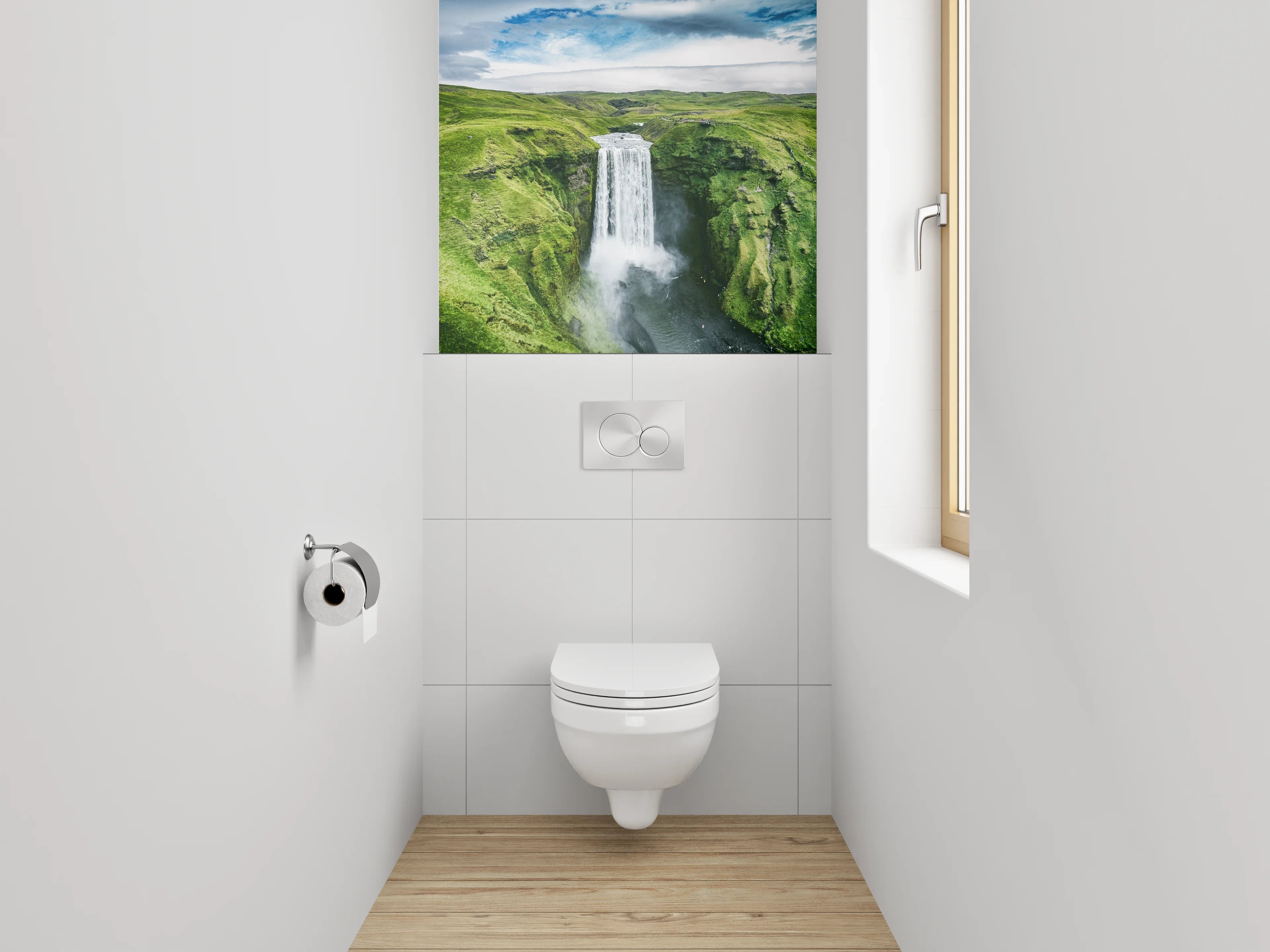 WC-Rückwand - Wasserfall Island – Naturlandschaft pur