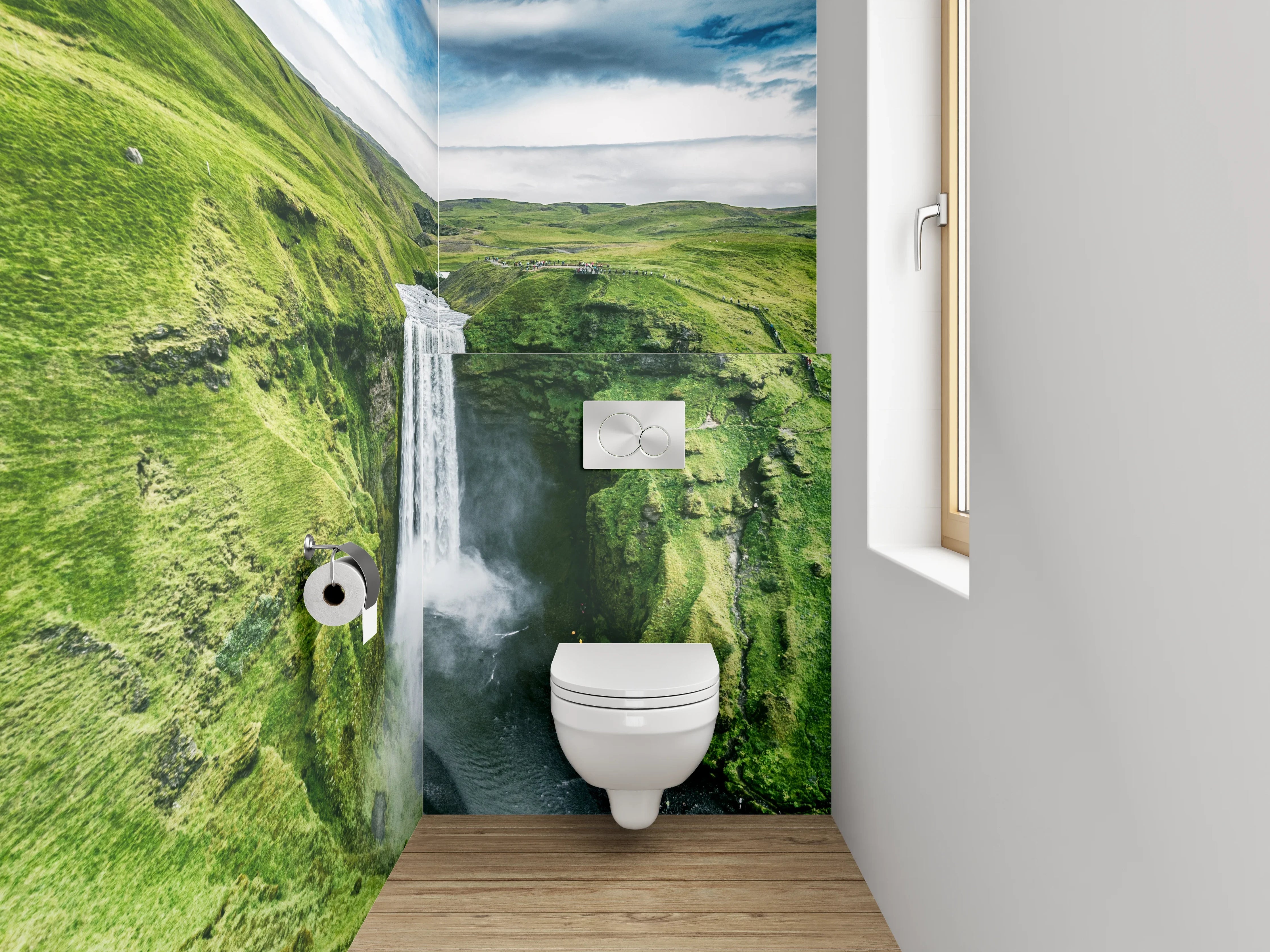 WC-Rückwand - Wasserfall Island – Naturlandschaft pur