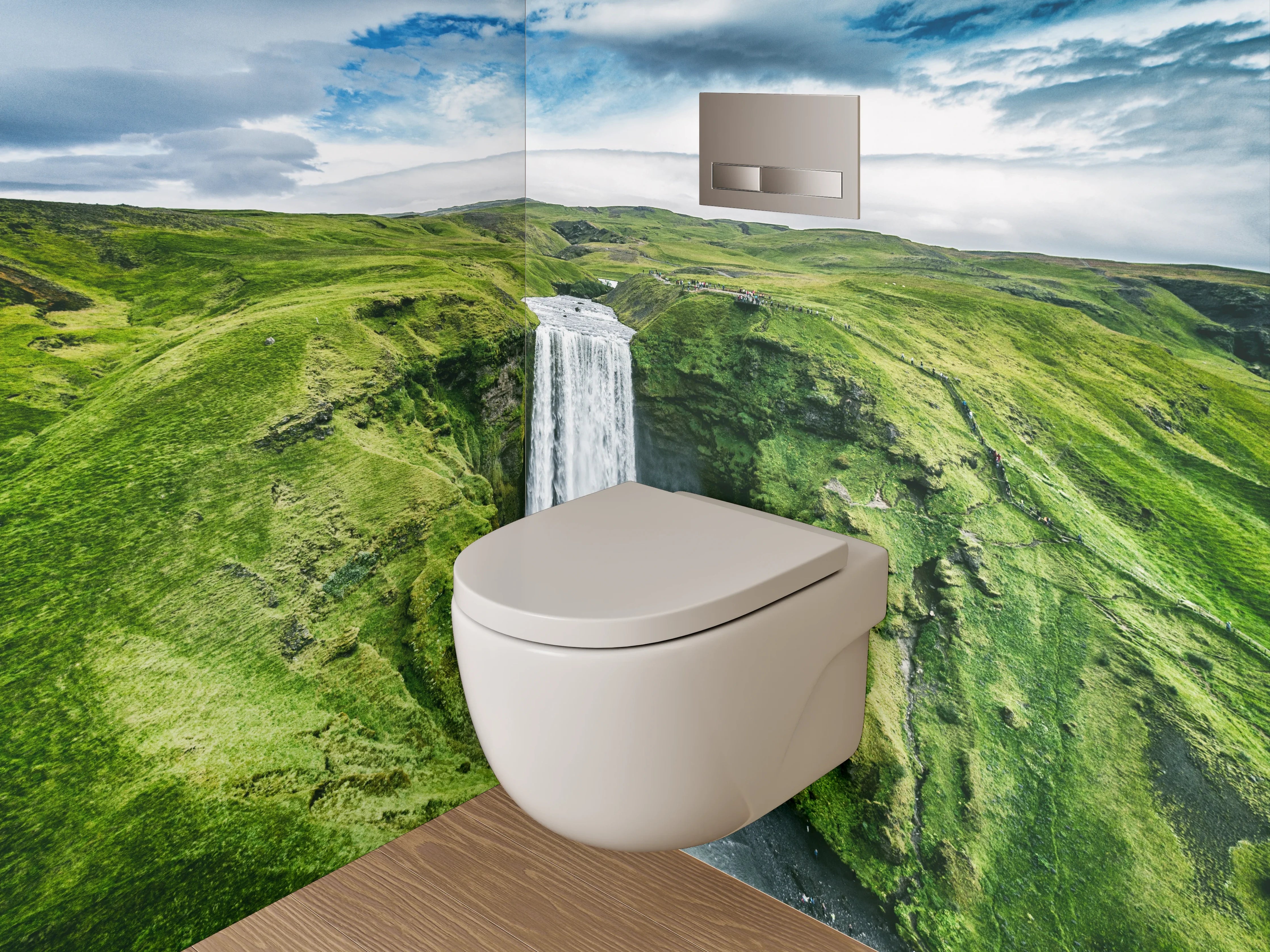 WC-Rückwand - Wasserfall Island – Naturlandschaft pur