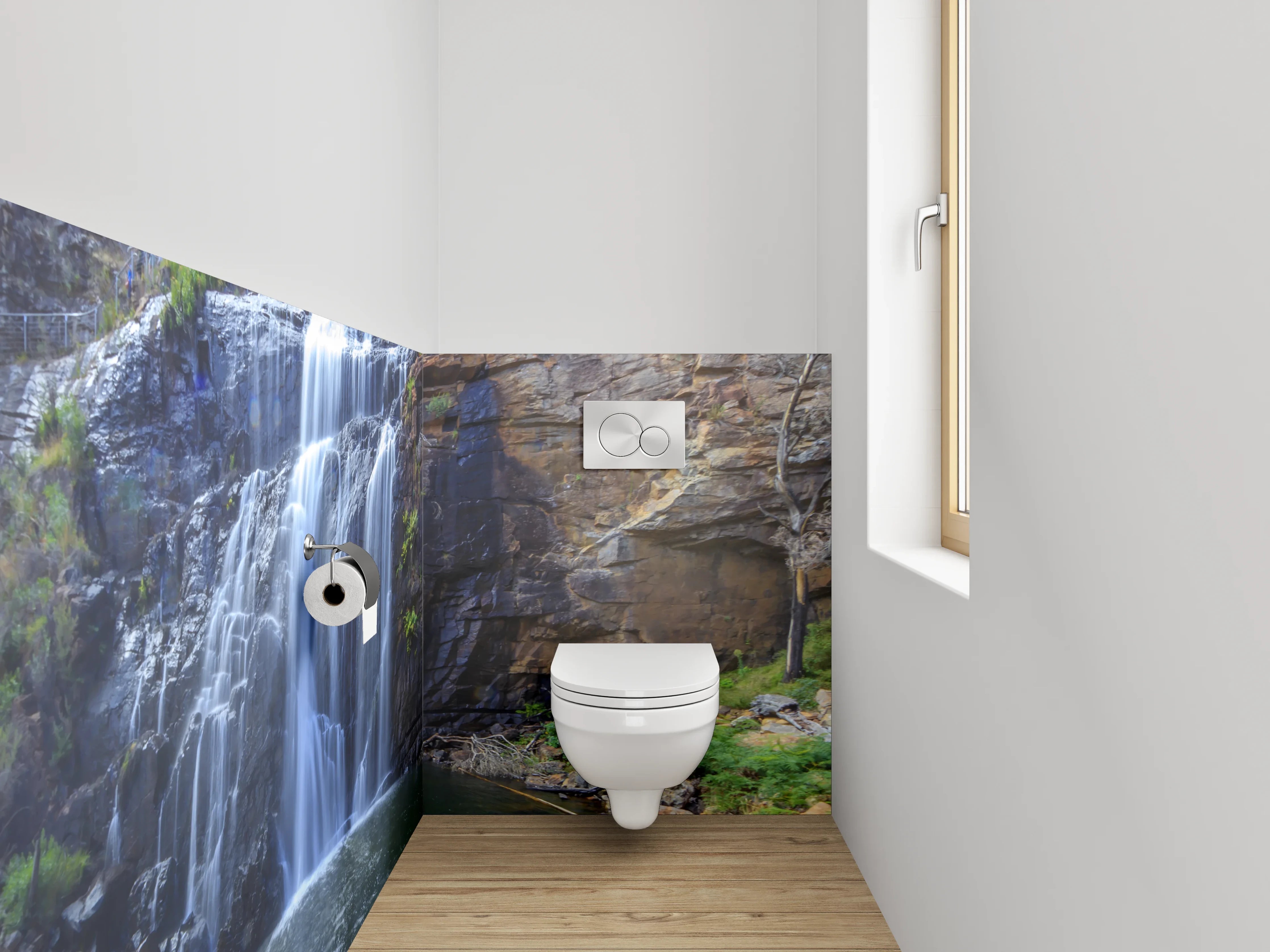 WC-Rückwand - Wasserfall Naturidylle Felsbecken