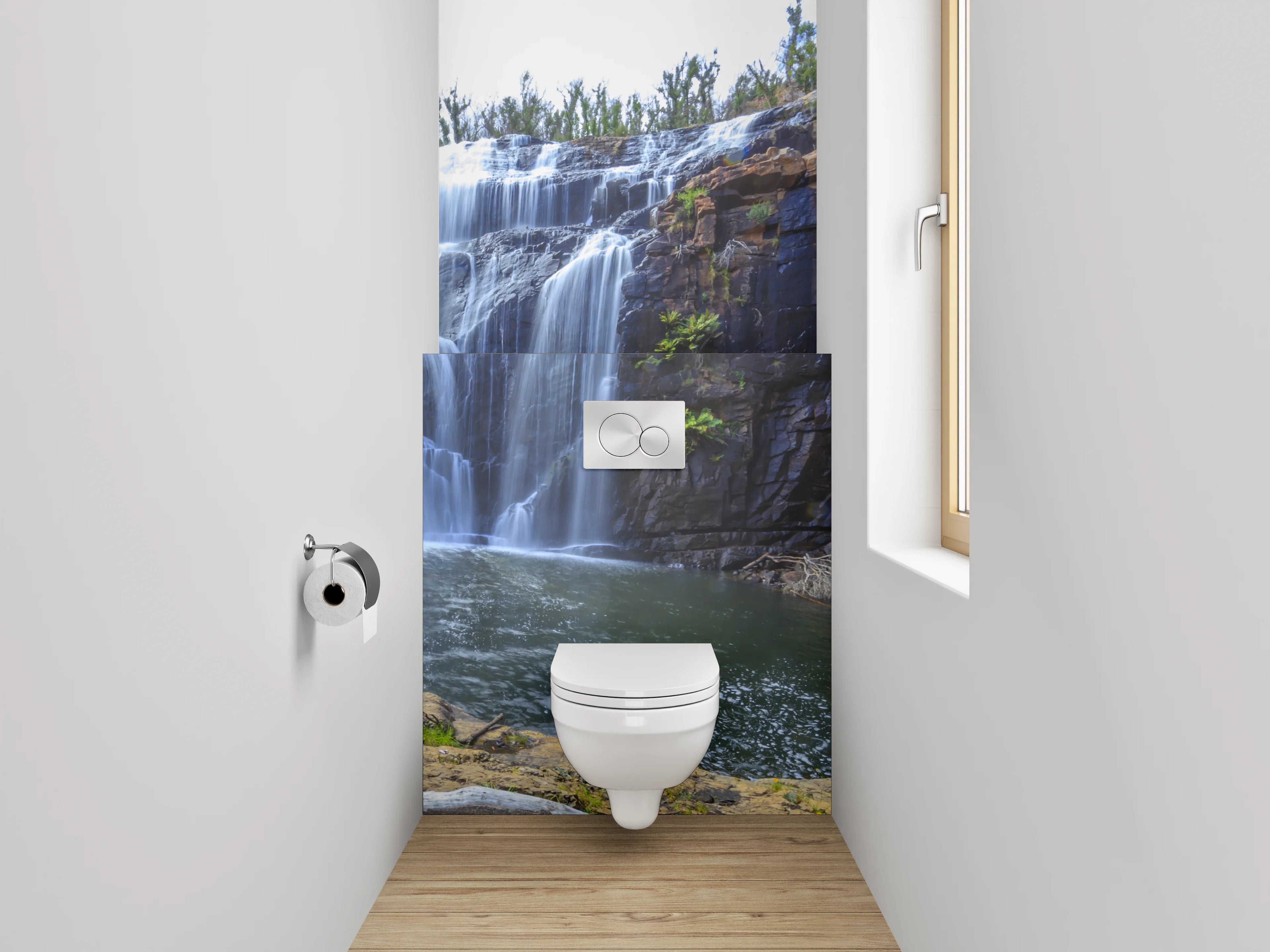 WC-Rückwand - Wasserfall Naturidylle Felsbecken