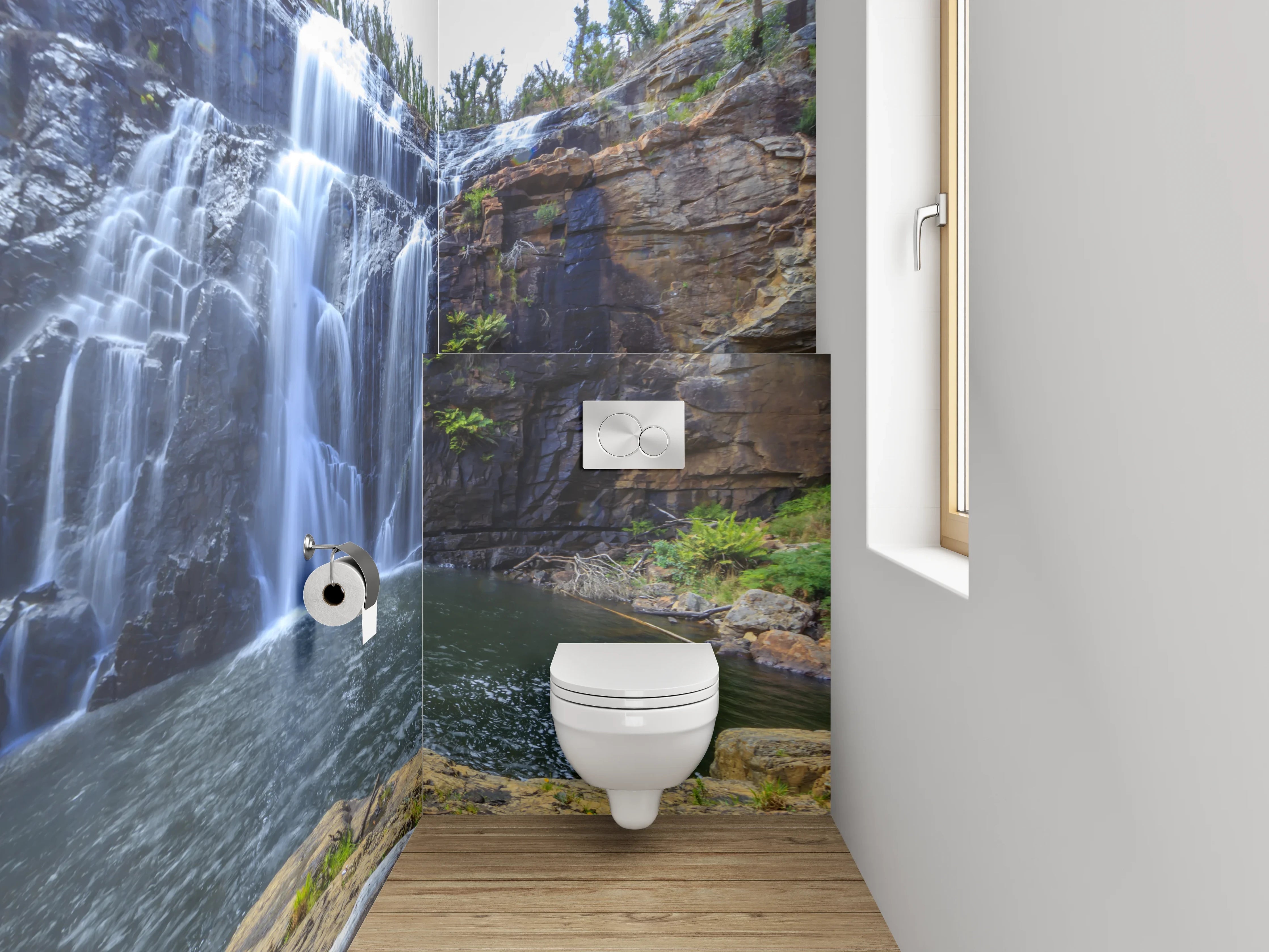 WC-Rückwand - Wasserfall Naturidylle Felsbecken