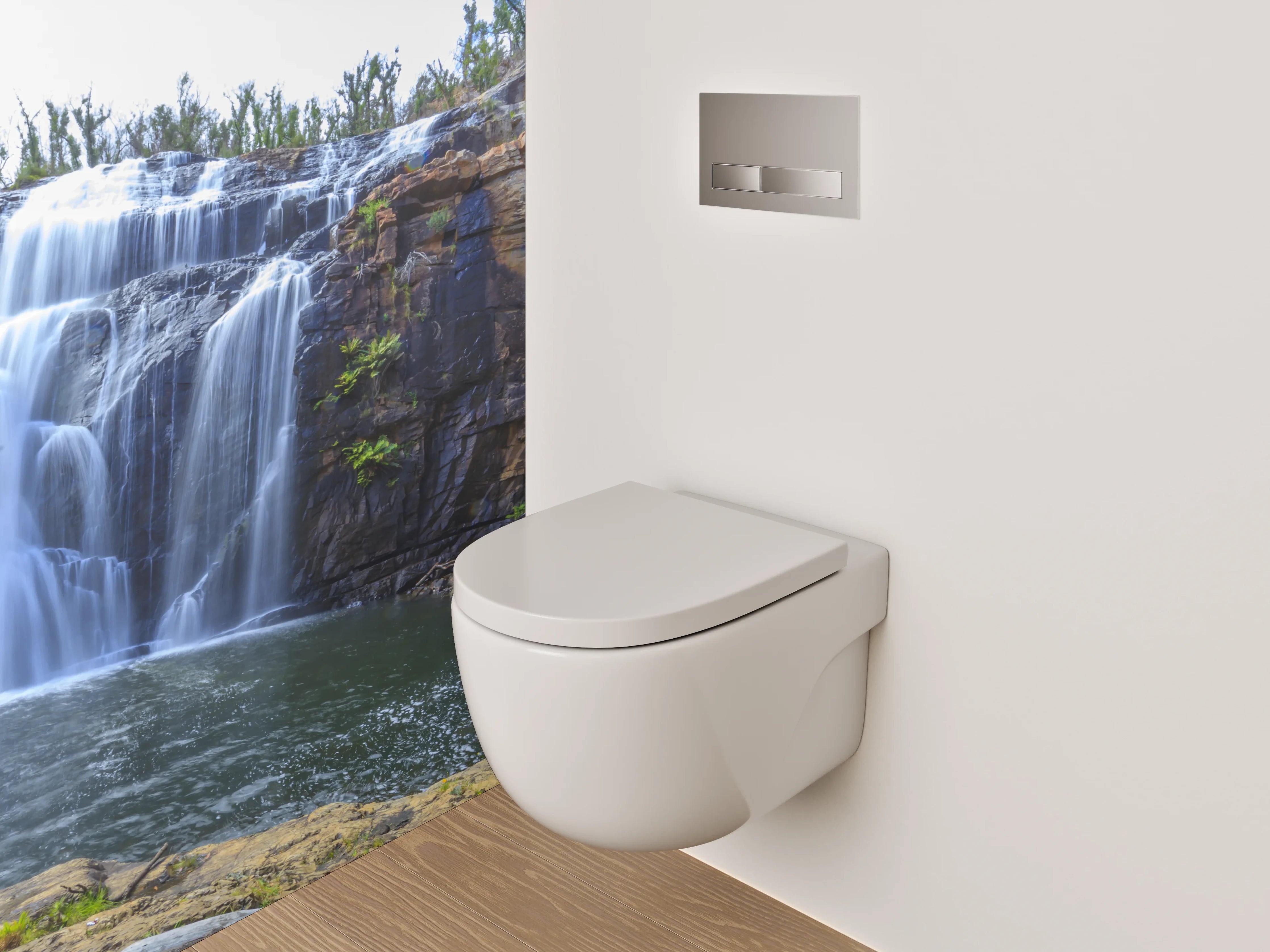 WC-Rückwand - Wasserfall Naturidylle Felsbecken