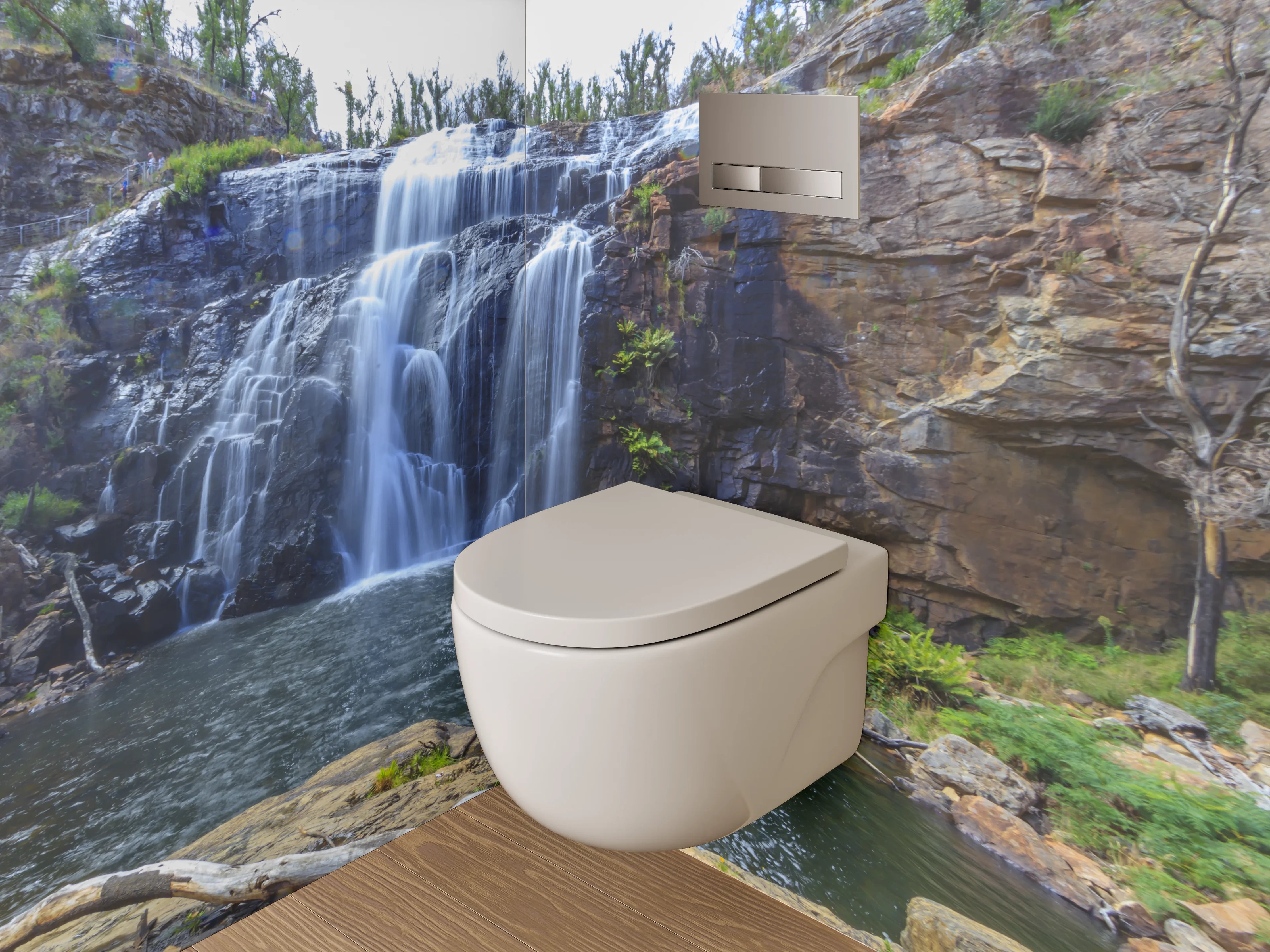 WC-Rückwand - Wasserfall Naturidylle Felsbecken