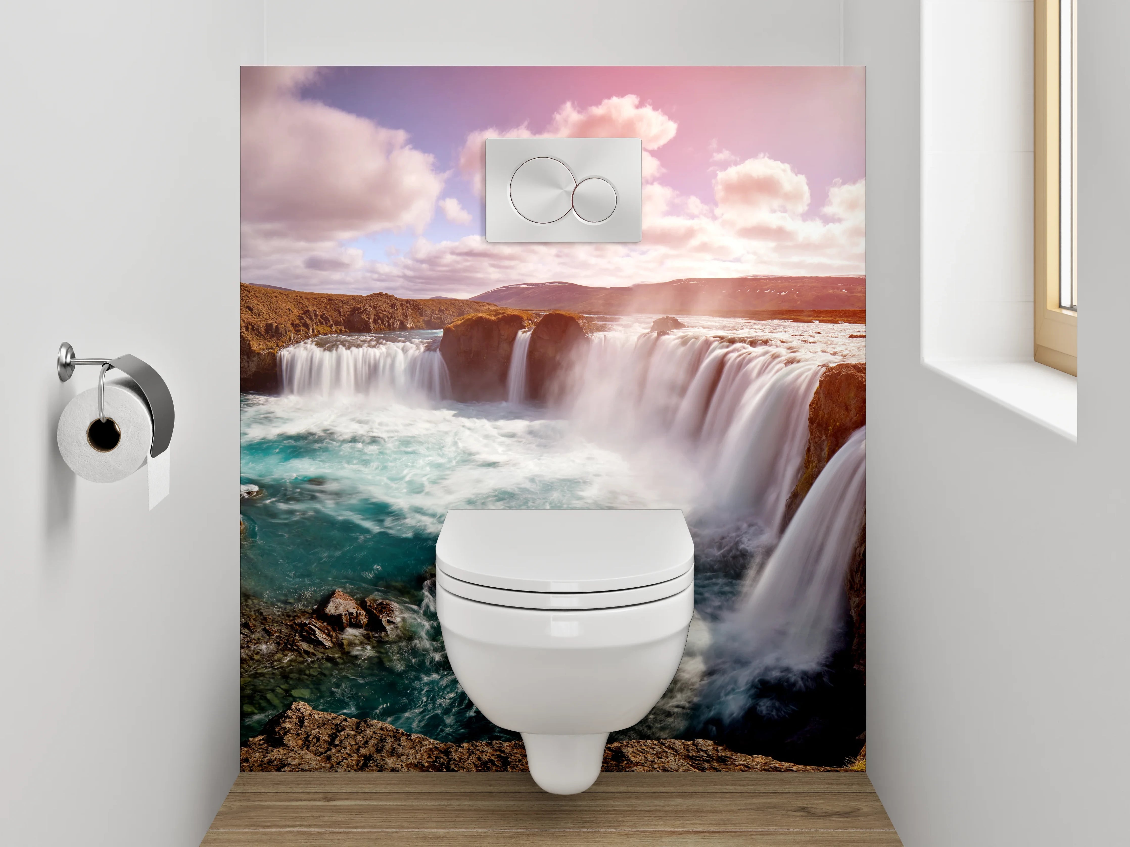WC-Rückwand - Wasserfall Panoramabild Naturmotiv