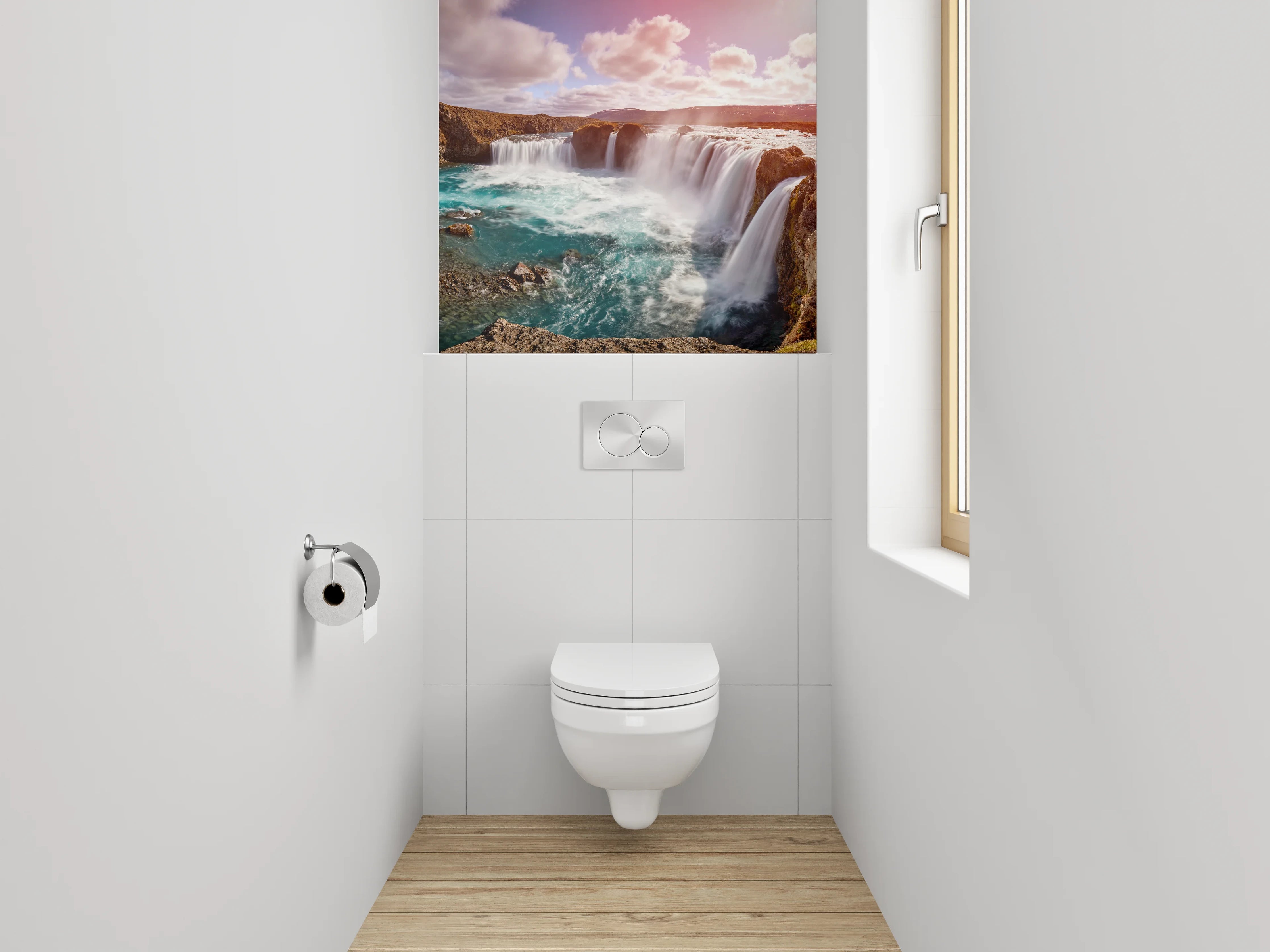 WC-Rückwand - Wasserfall Panoramabild Naturmotiv