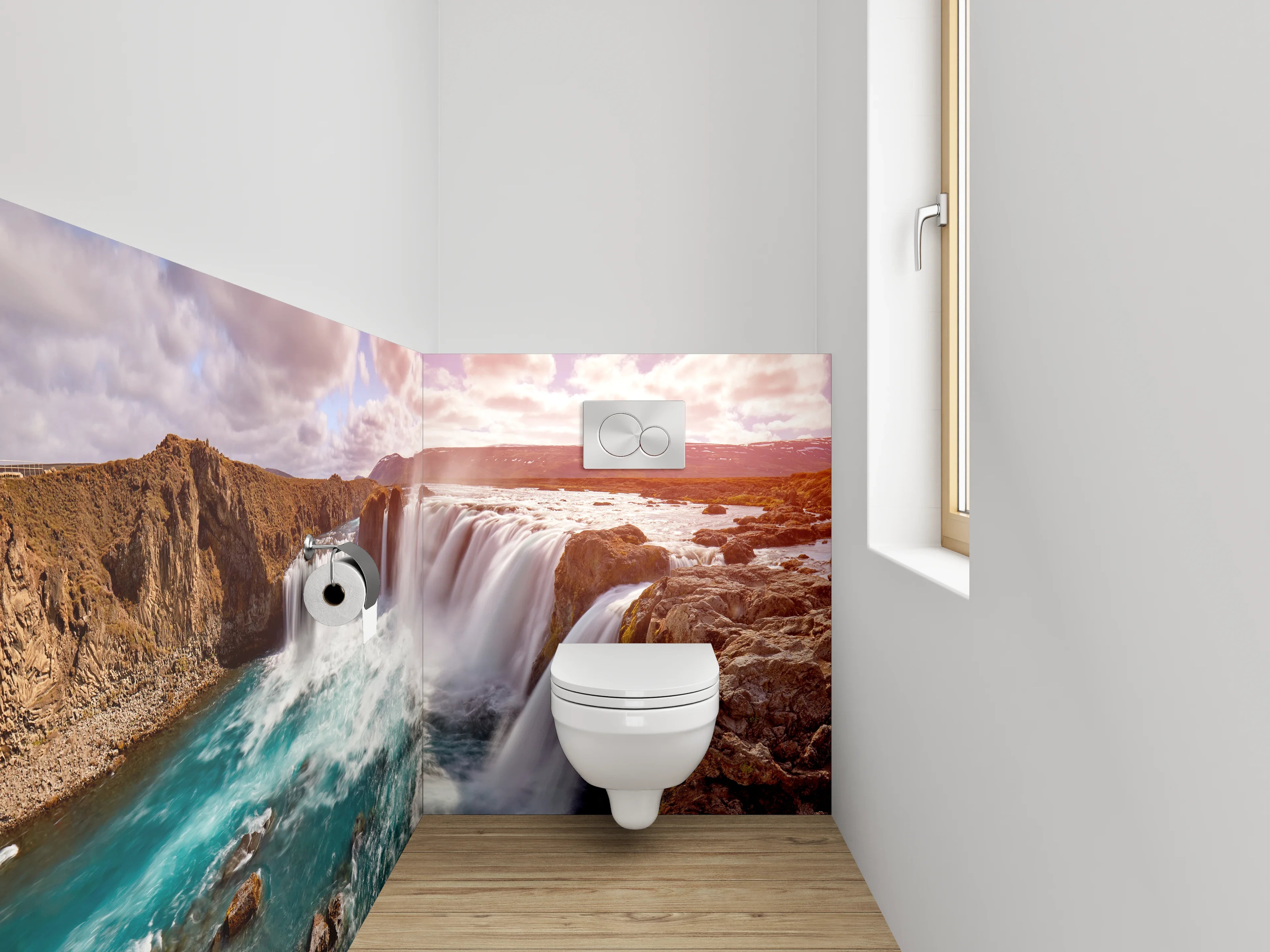 WC-Rückwand - Wasserfall Panoramabild Naturmotiv
